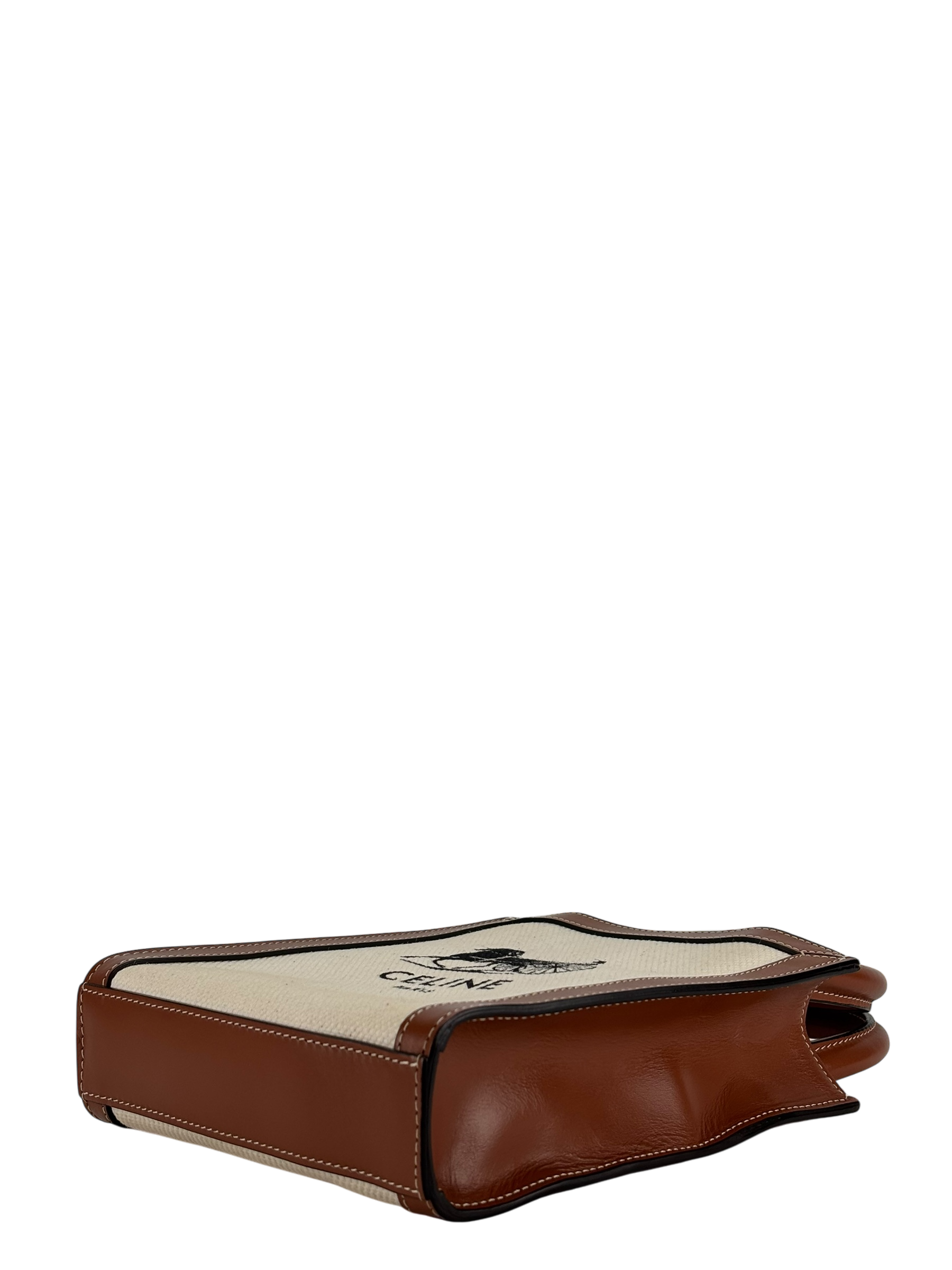 CELINE - Mini Natural Brown Sulky Print Canvas Shoulder Bag