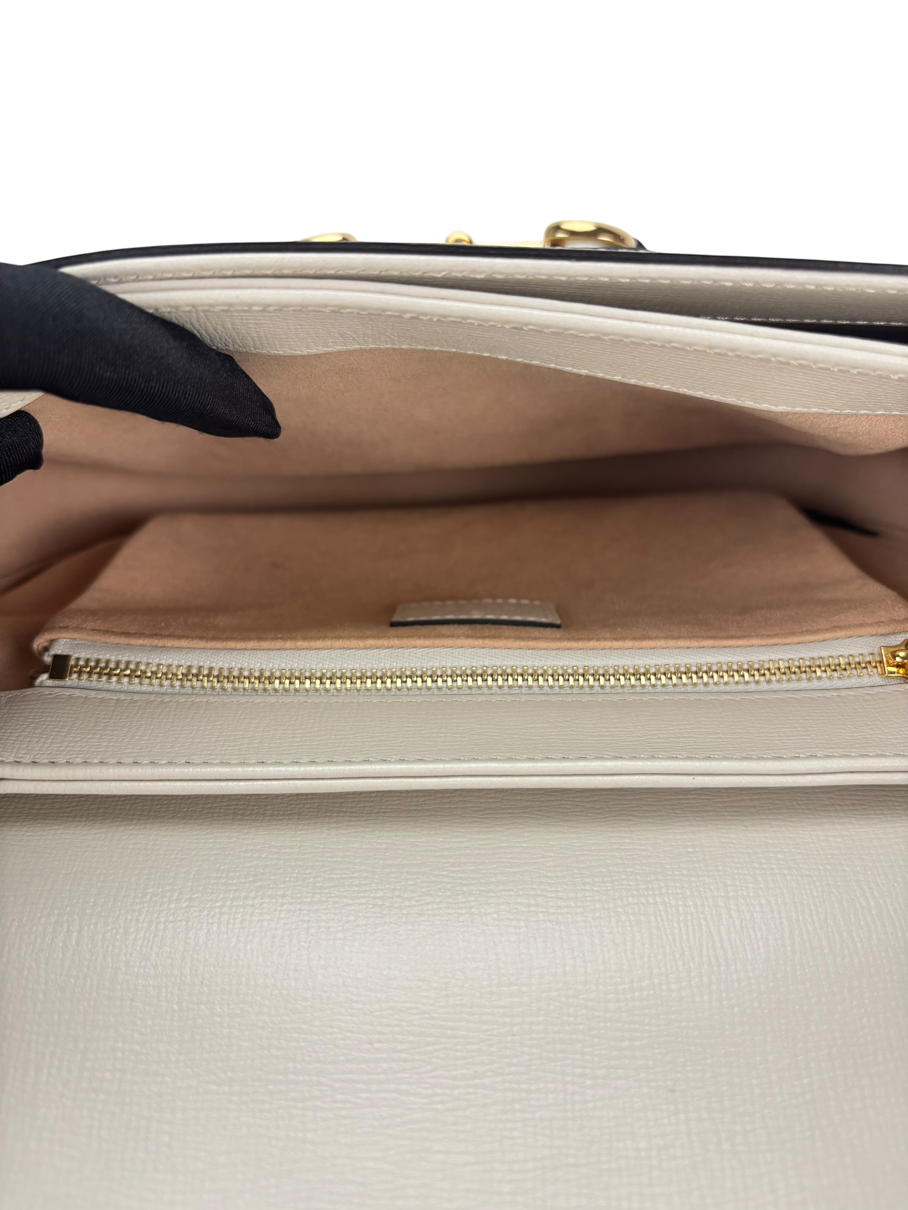 GUCCI - 1955 Horsebit Shoulder Bag Beige White