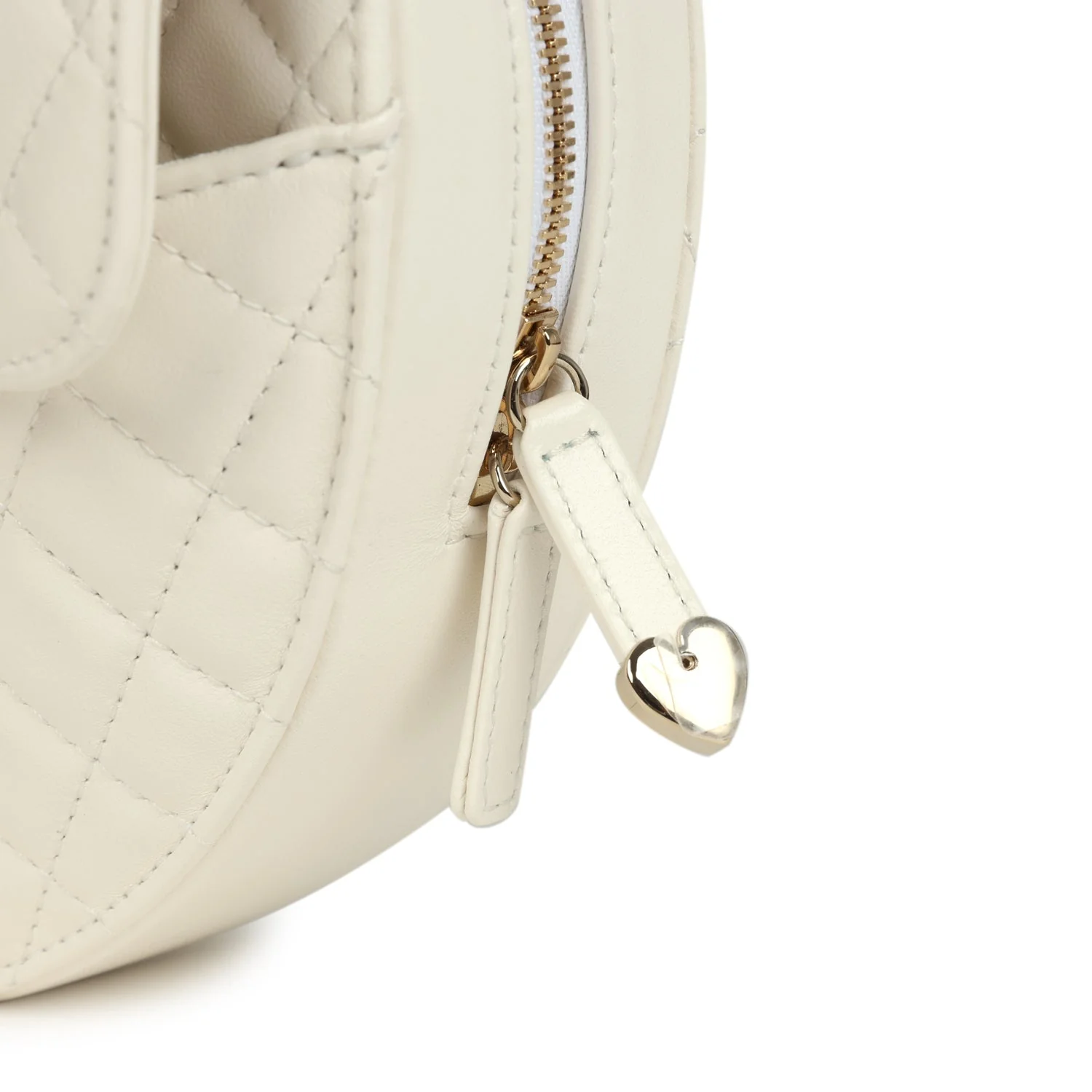 Chanel CC In Love Large Heart Bag with Chain White Lambskin Light Gold Hardware