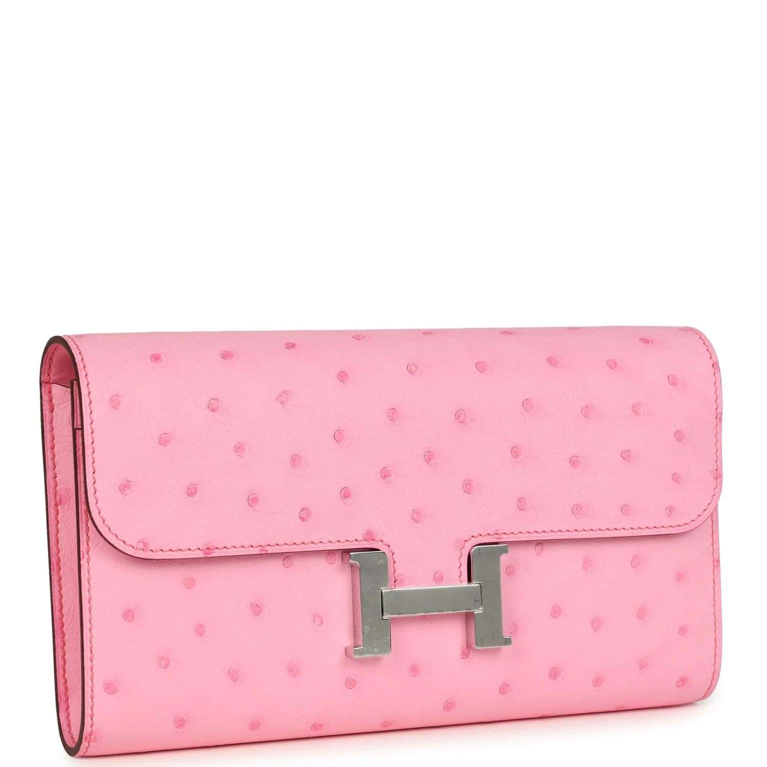Hermes Constance To Go Wallet Bubblegum Ostrich Palladium Hardware