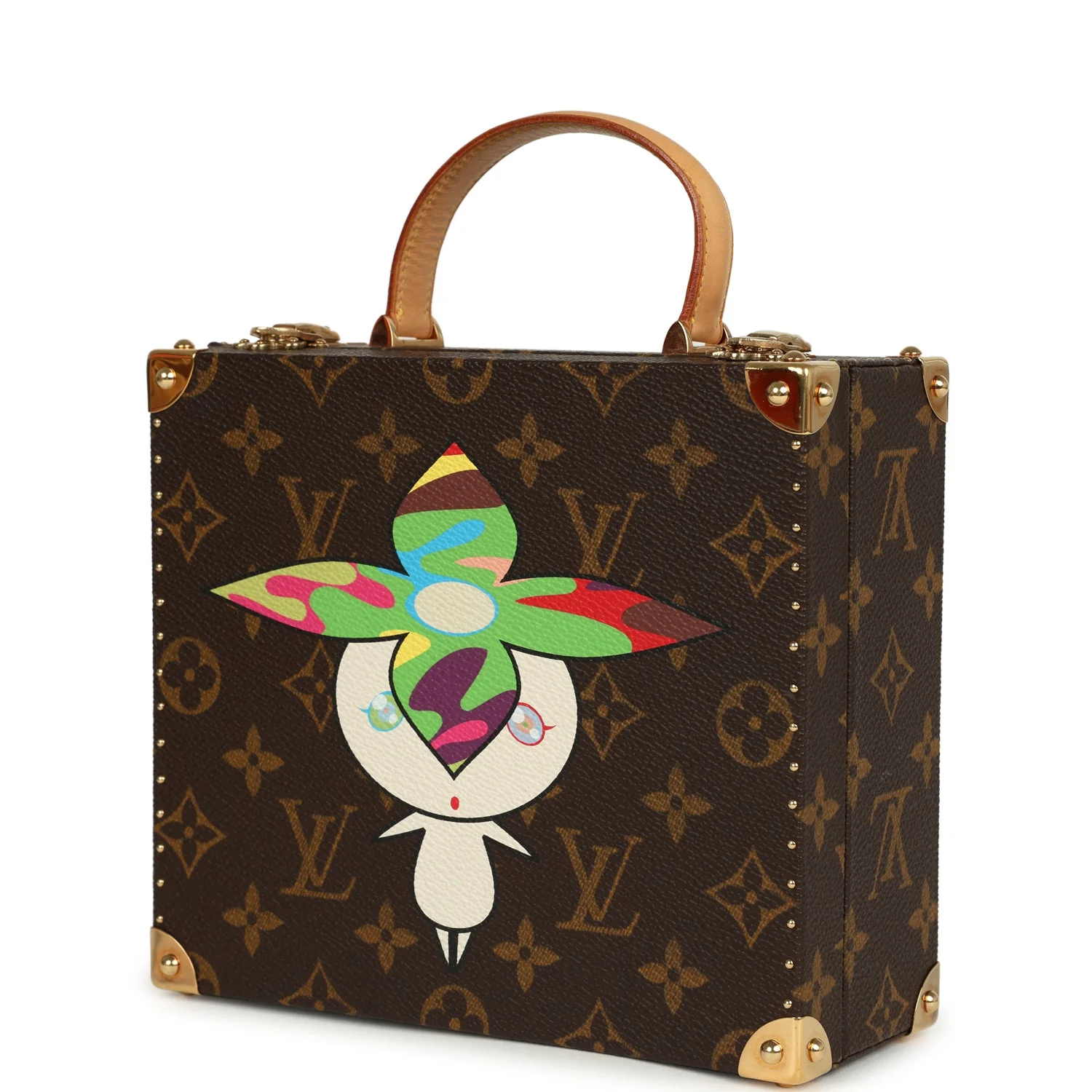 Vintage Louis Vuitton x Takashi Murakami Flower Head Jewelry Trunk Brown Multi Monogram Brass Hardware