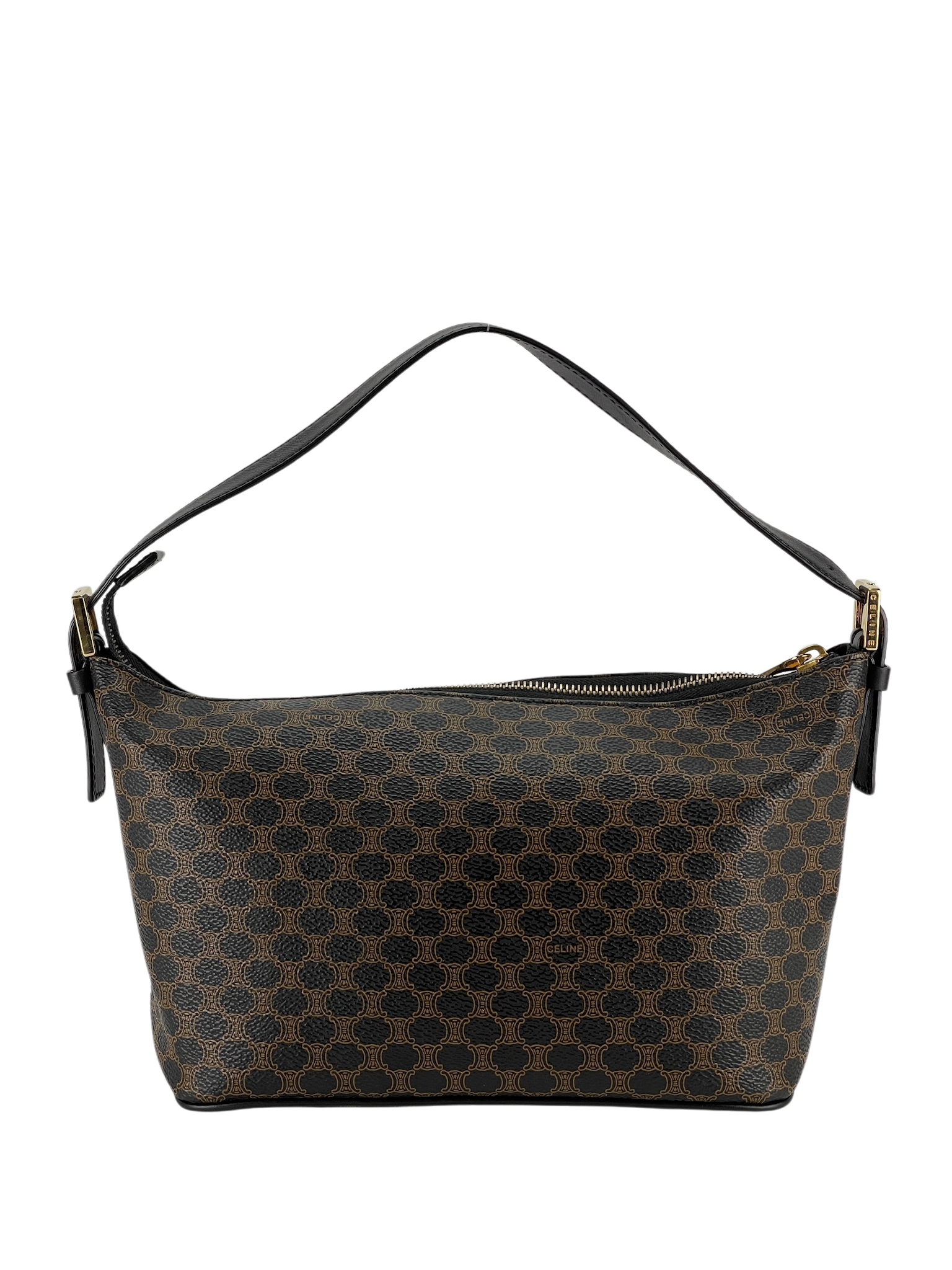 CELINE - Black Brown Macadam Pochette Hobo Bag