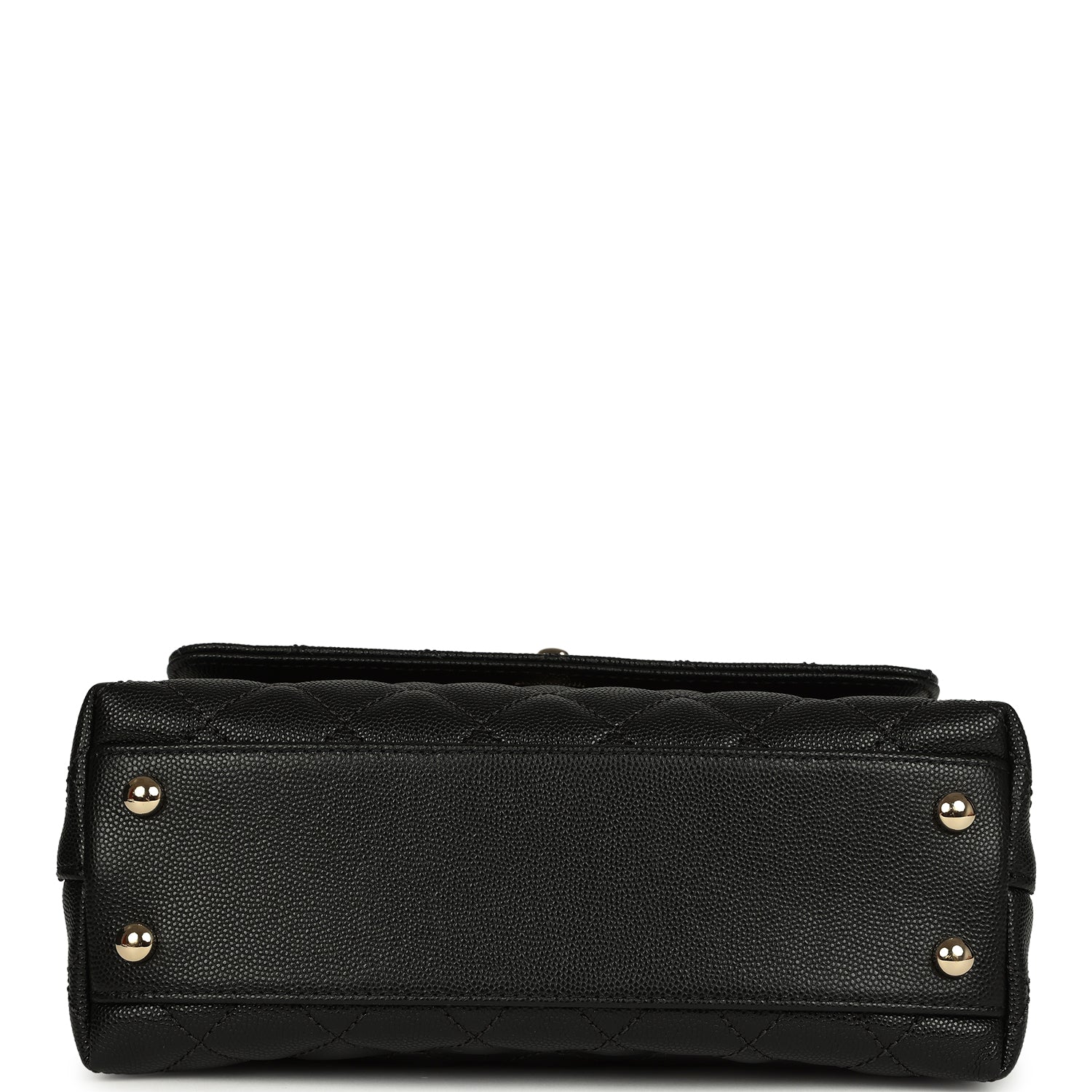 Chanel Small Coco Top Handle Flap Bag Shiny Caviar Light Gold Hardware