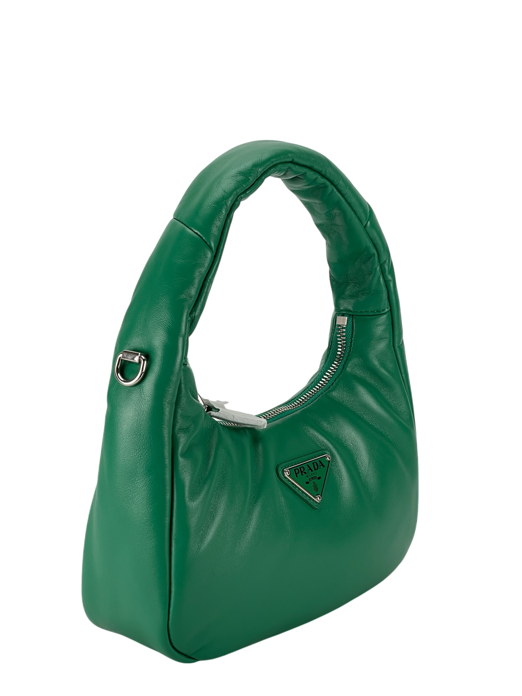 PRADA - Soft Padded Nappa Green Leather Mini