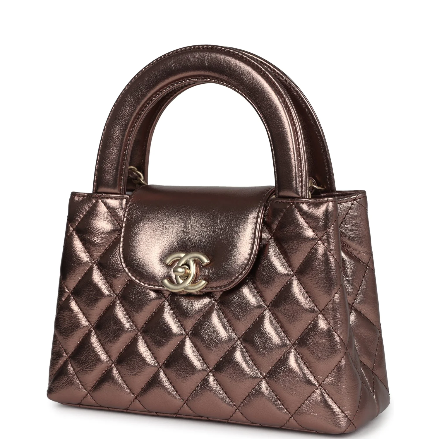Chanel Small Kelly Shopper Metallic Bronze Calfskin Brushed Gold Hardware