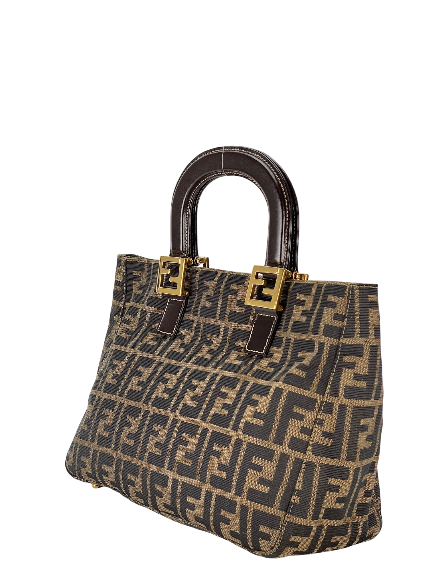 FENDI - Brown Zucca Tote Handbag Gold Hardware