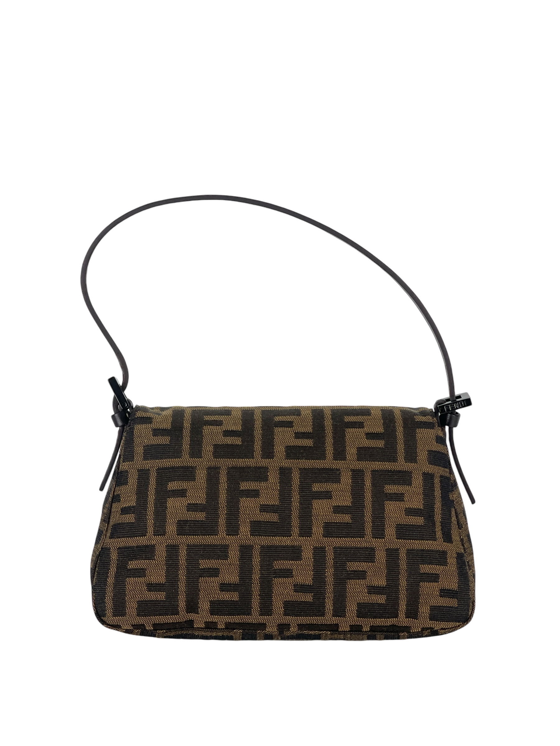 FENDI - Brown Zucca Baguette Handbag Silver Hardware