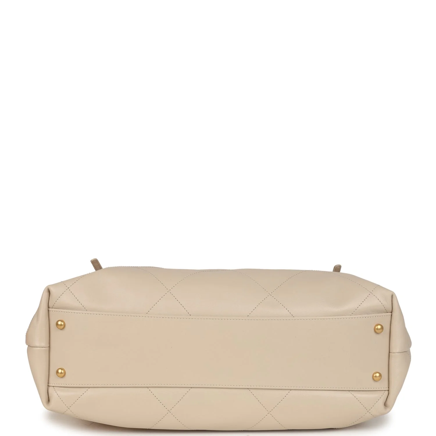 Chanel Maxi Coco Shopping Bag Beige Calfskin Antique Gold Hardware