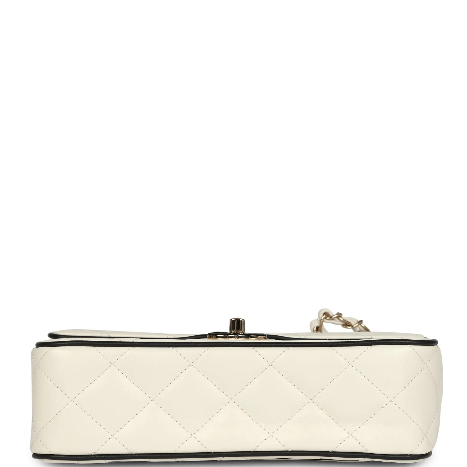 Chanel Small Graphic Frame Flap Bag White and Black Lambskin Light Gold Hardware