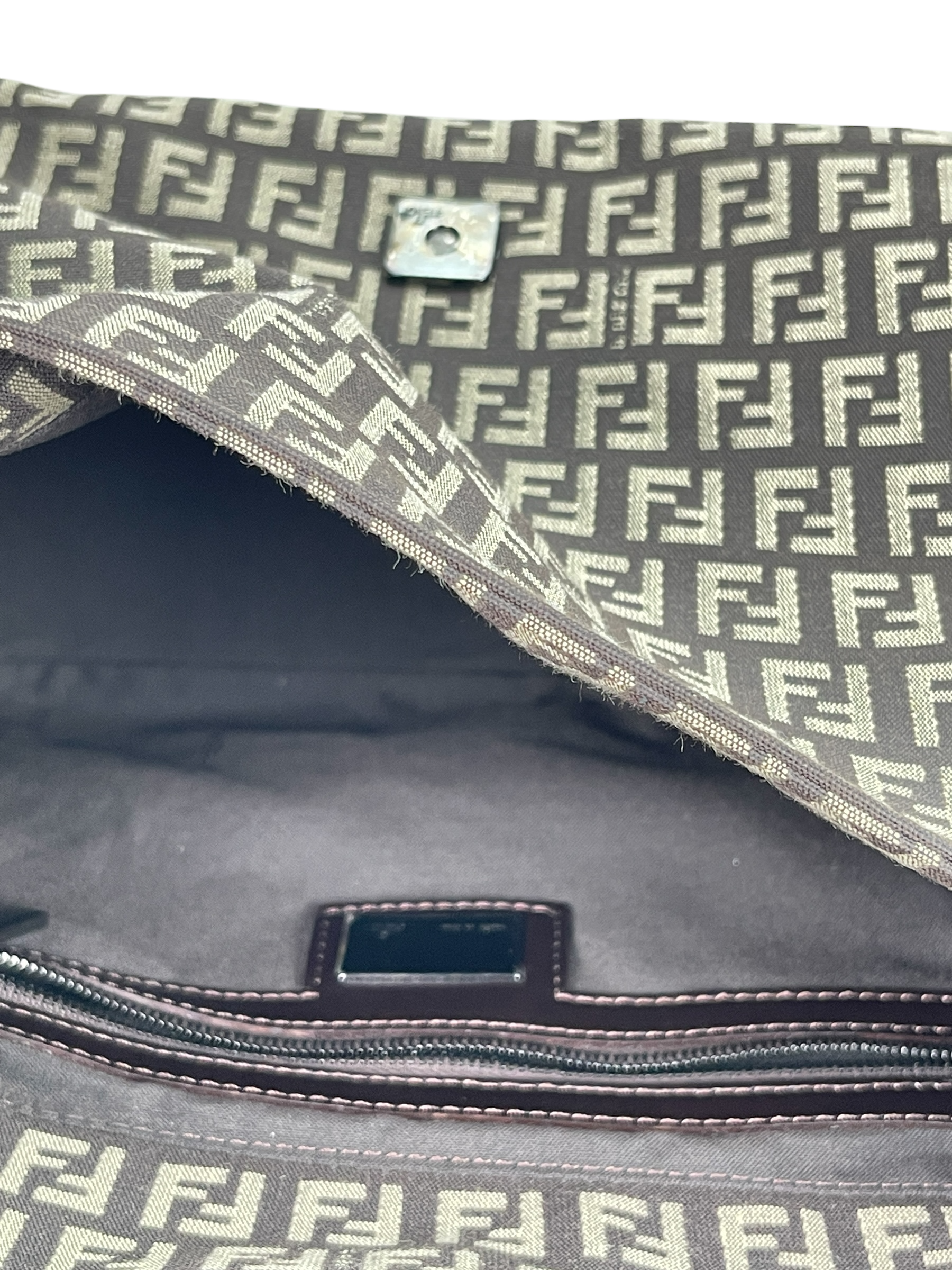FENDI - Brown Zucca Mamma Baguette Handbag Gold Hardware