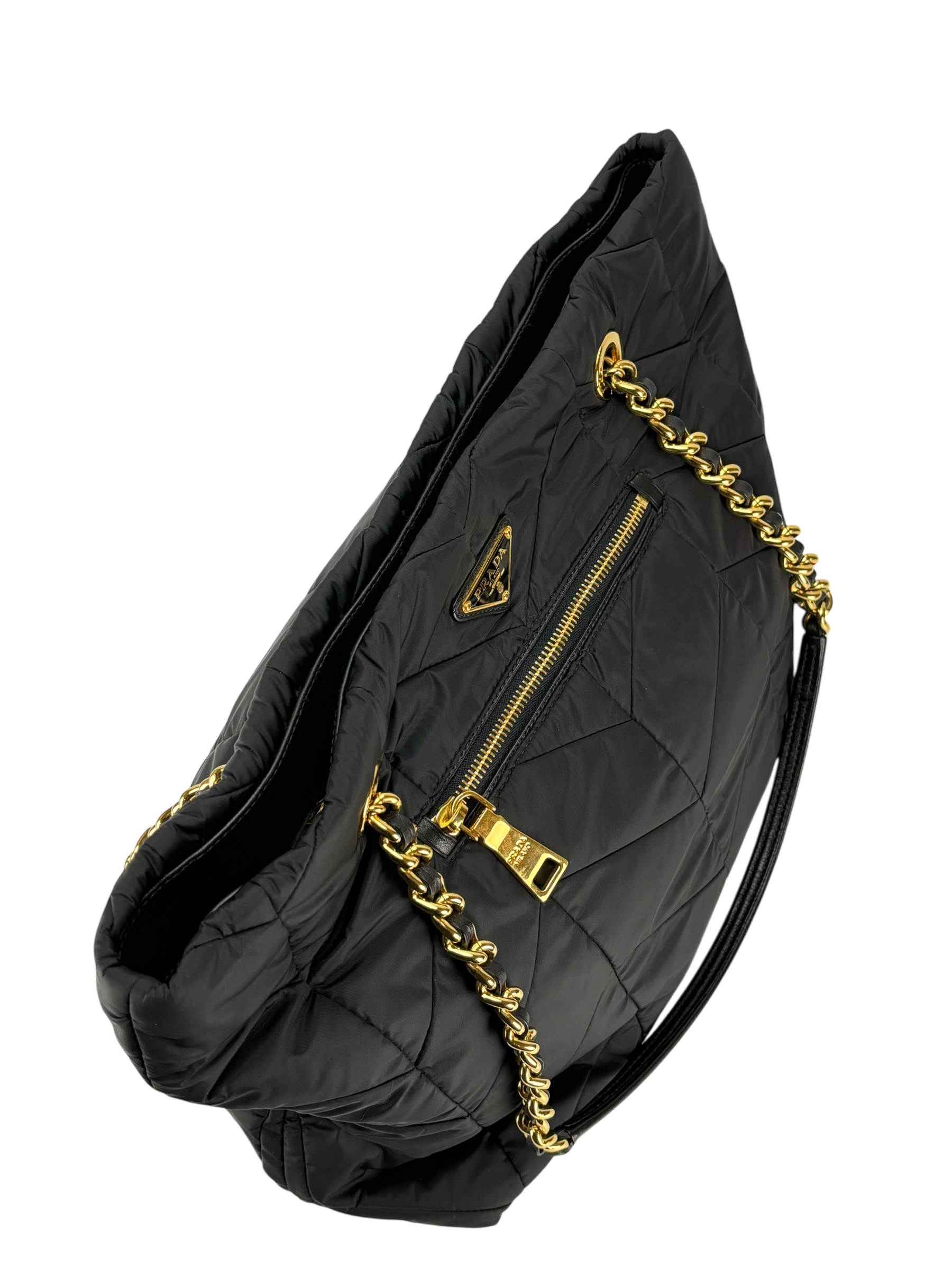 PRADA - Black Nylon Tote Impuntu Tessuto Shoulder Bag