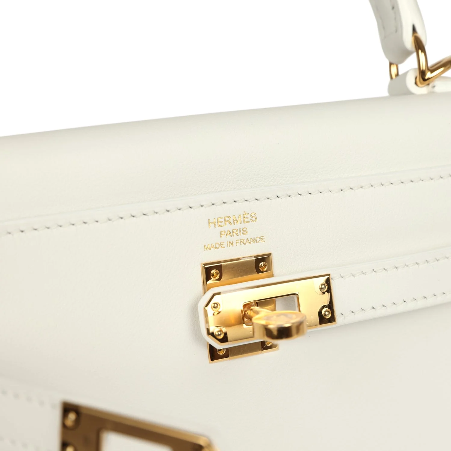 Hermes Kelly Retourne 25 New White Swift Gold Hardware
