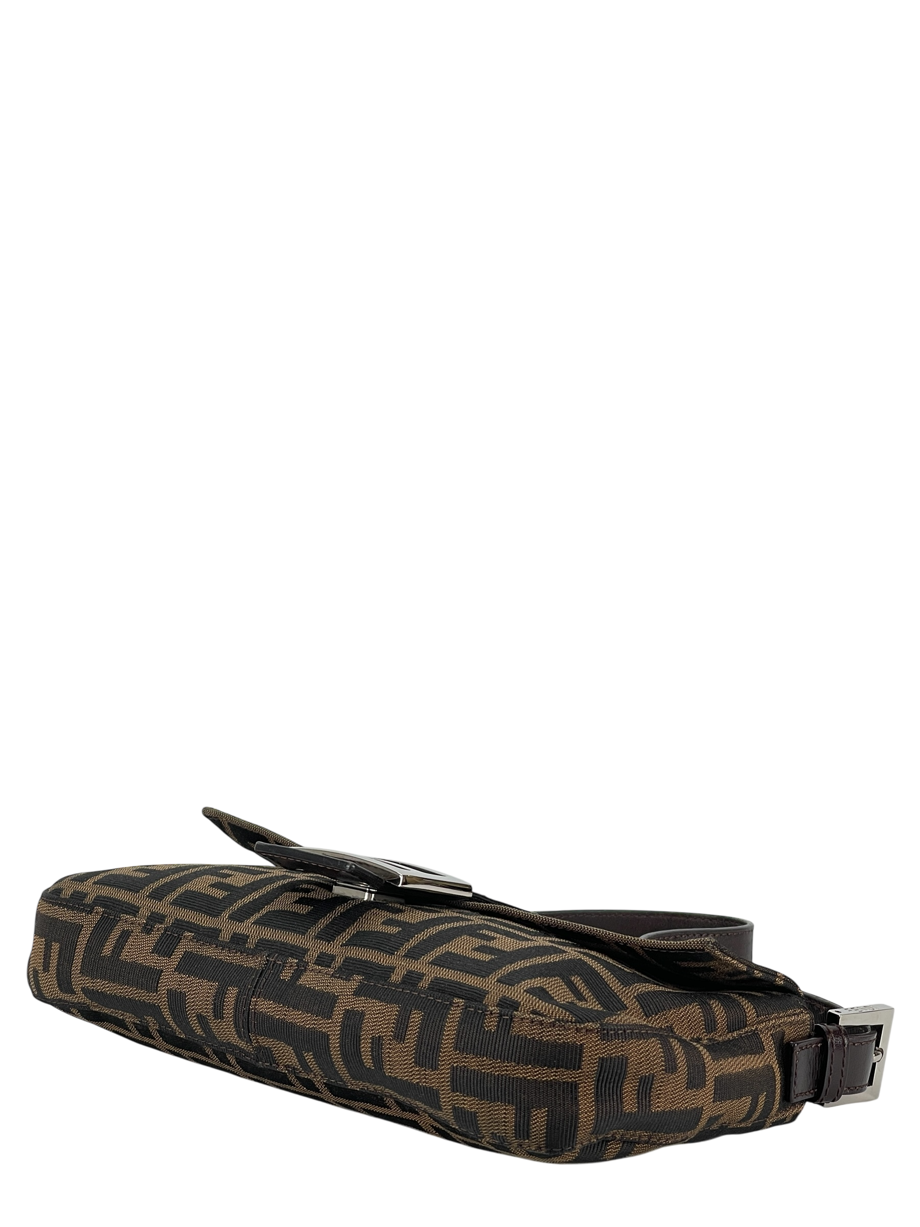 FENDI - Brown Zucca Baguette Handbag Silver Hardware