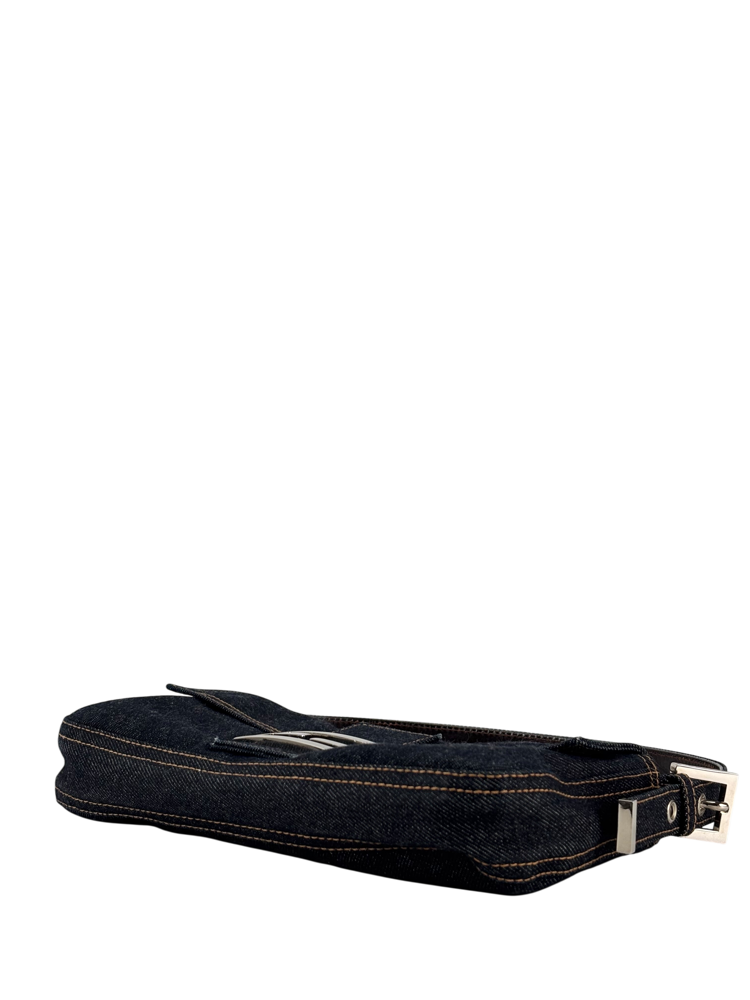 FENDI - Small Baguette Bag Denim Navy Sliver Hardware