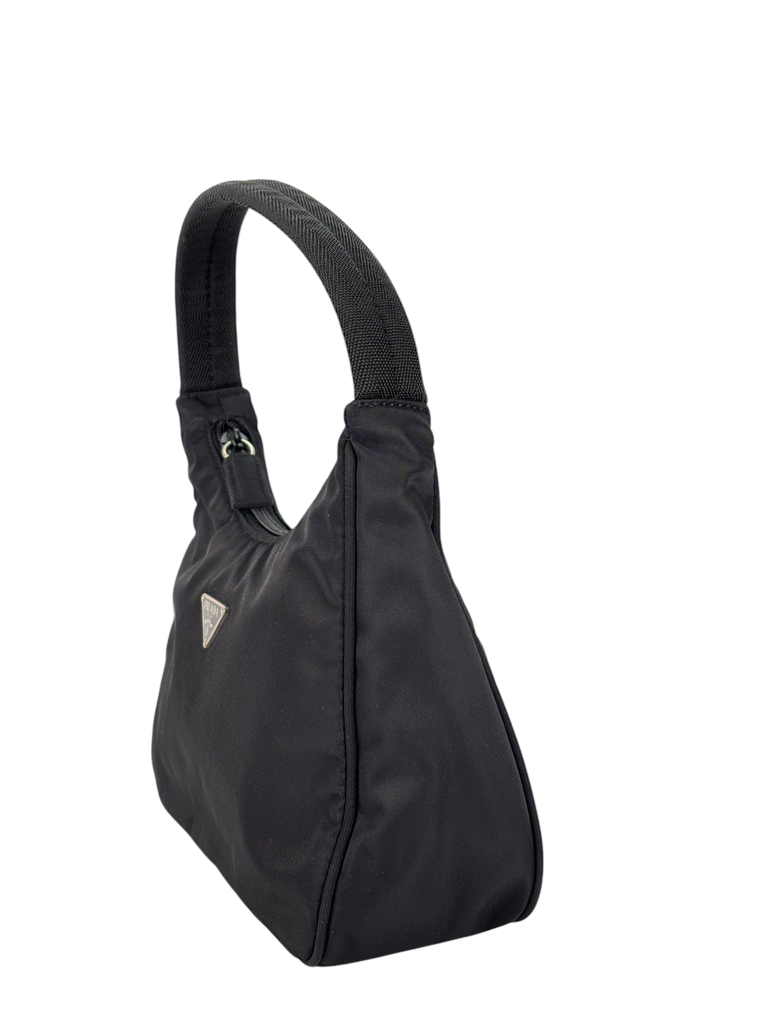 PRADA - Black Nylon Hobo Bag