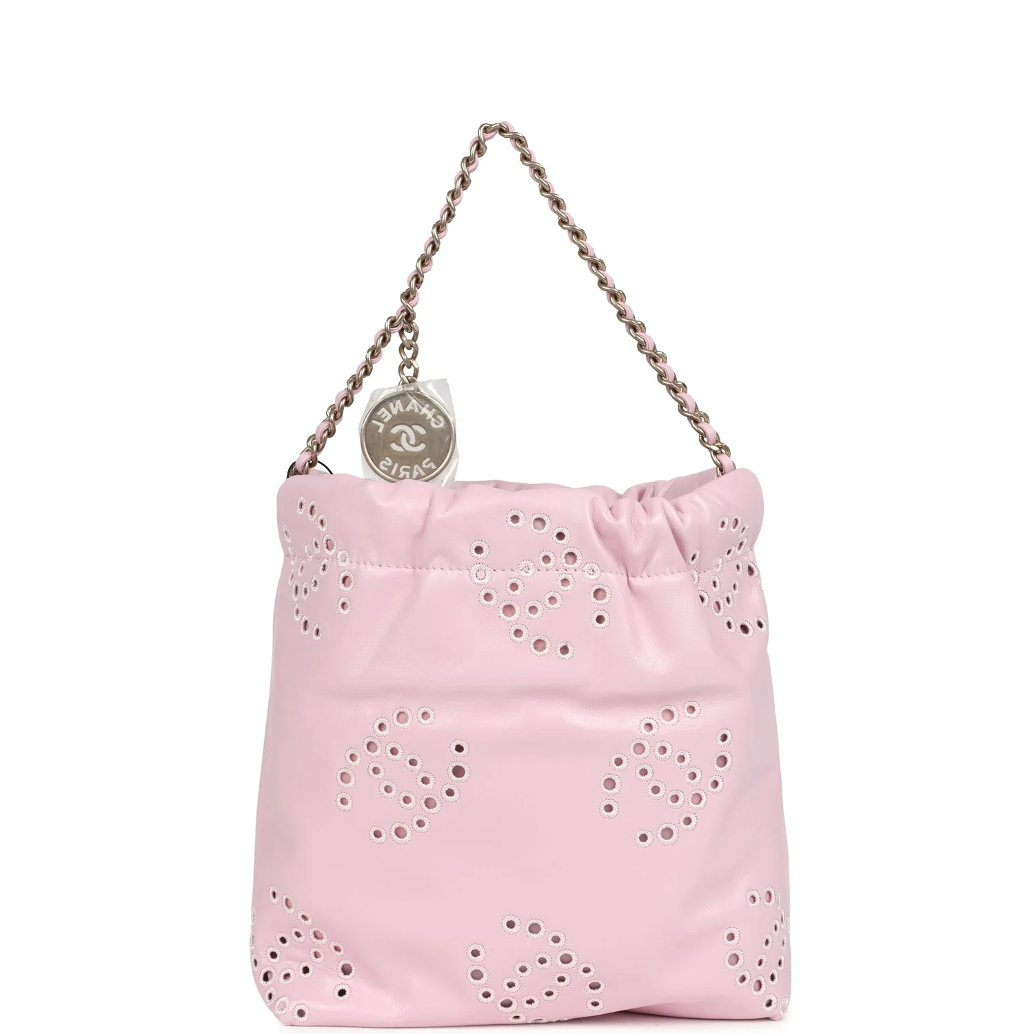 Chanel Mini 22 Bag Pink Shiny Calfskin Brushed Gold Hardware