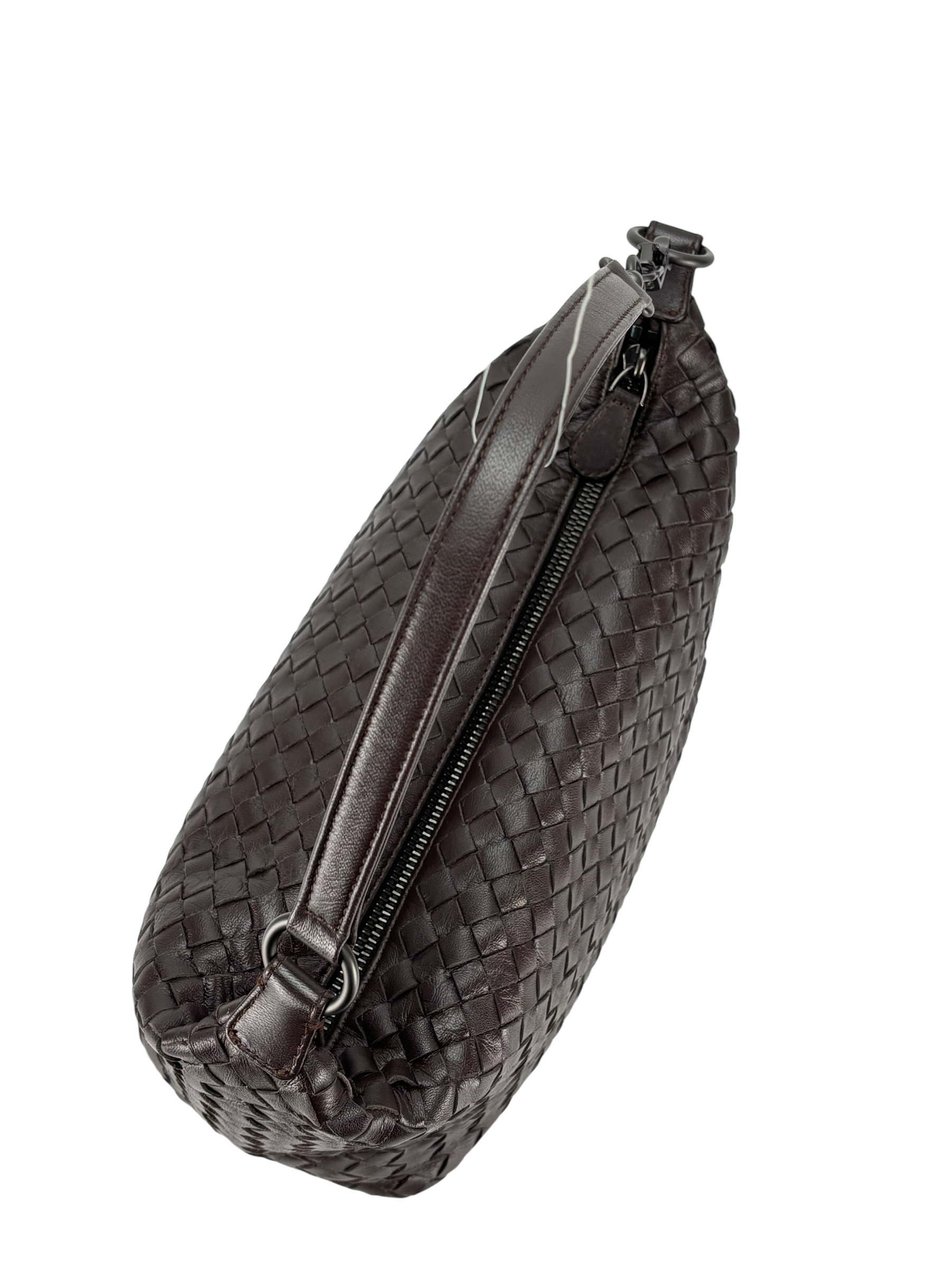 BOTTEGA VENETA - Zip Hobo Intrecciato Nappa Brown Lambskin