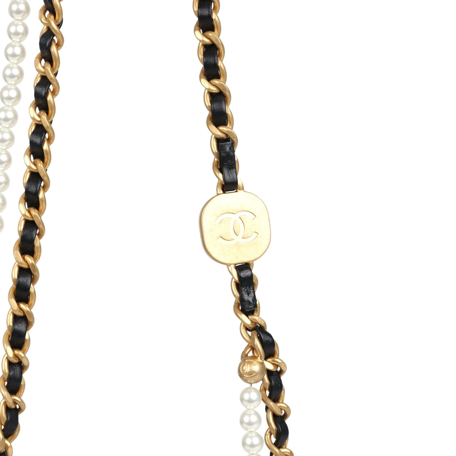 Chanel Mini Pearly Chain Flap Bag Black Lambskin Brushed Gold Hardware