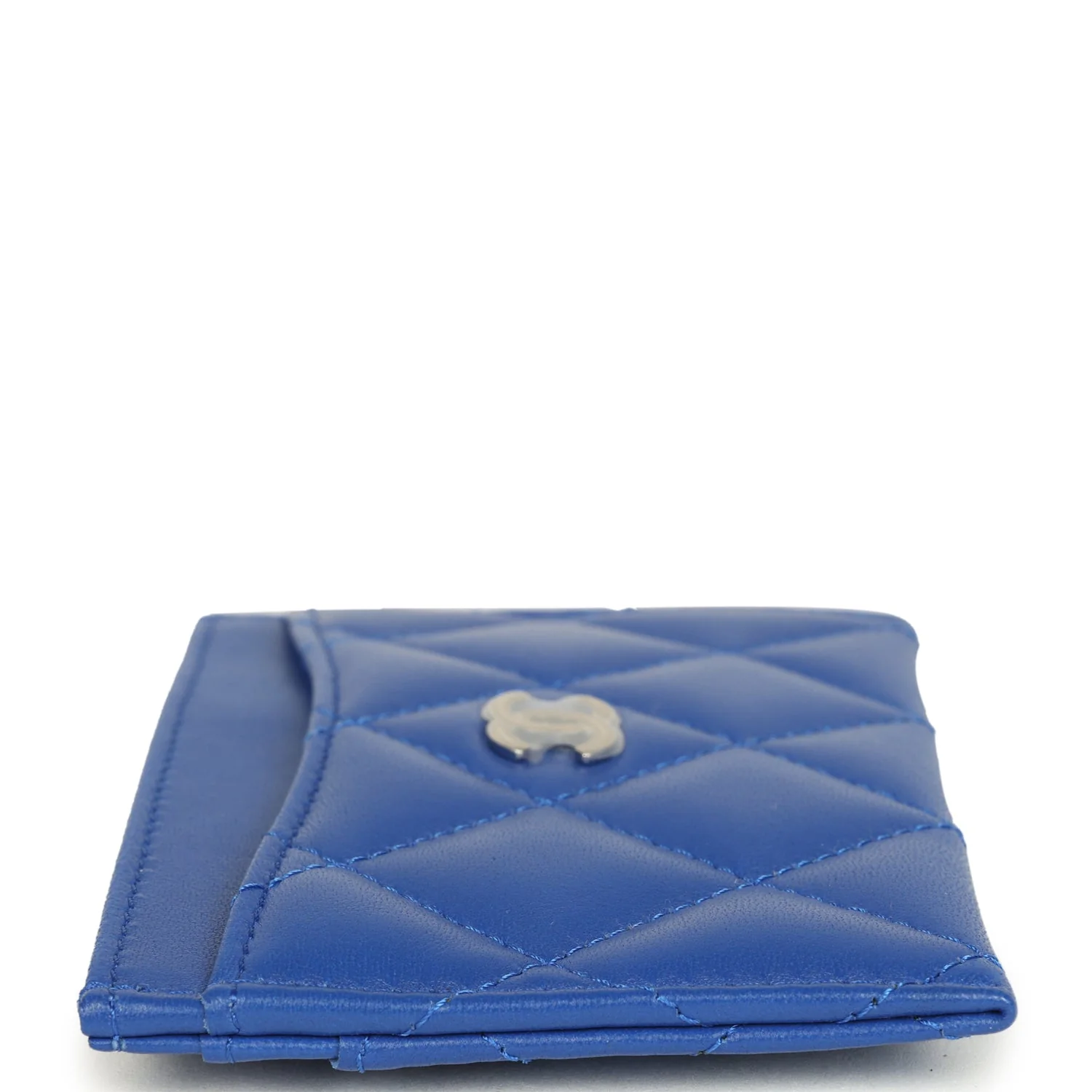 Chanel Classic Card Holder Wallet Cobalt Blue Lambskin Silver Hardware