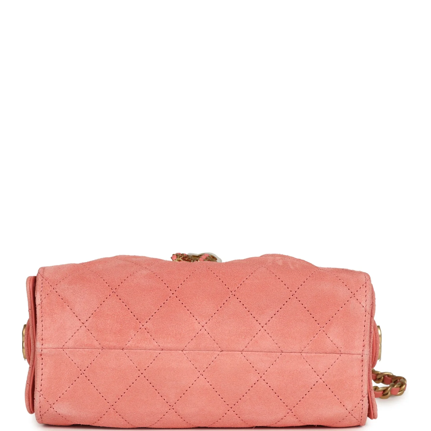 Chanel Mini 25 Hobo Bag Coral Pink Suede Antique Gold Hardware