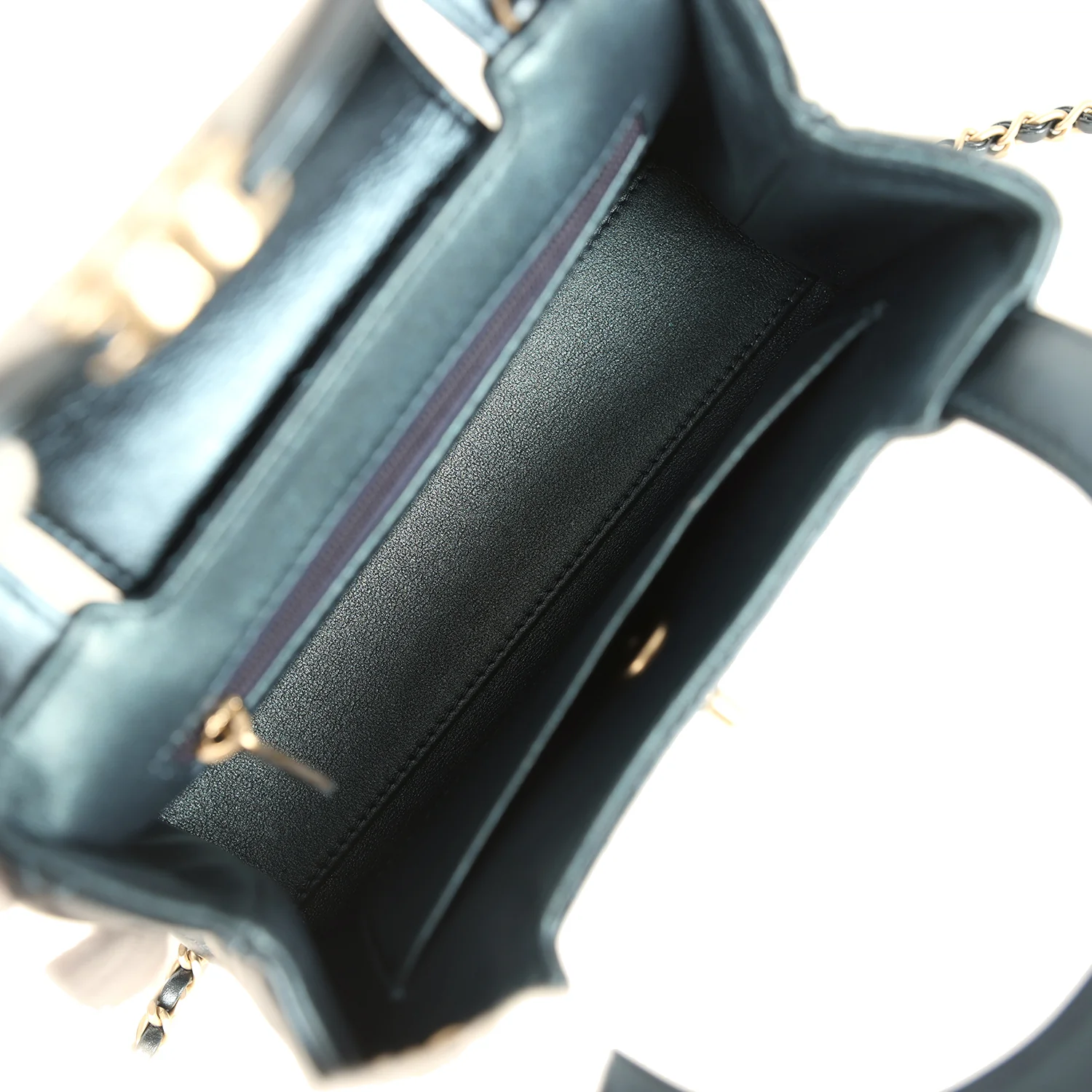 Chanel Small Kelly Shopper Metallic Blue Calfskin Brushed Gold Hardware