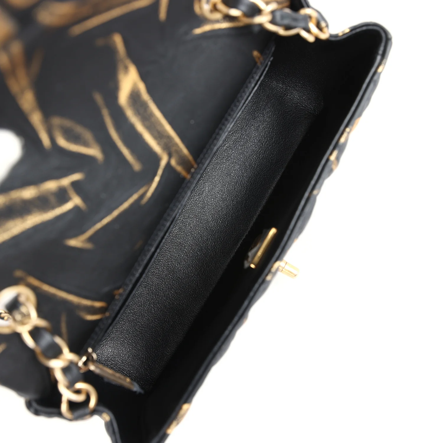 Chanel Mini Rectangular Flap Black and Gold Aged Calfskin Antique Gold Hardware