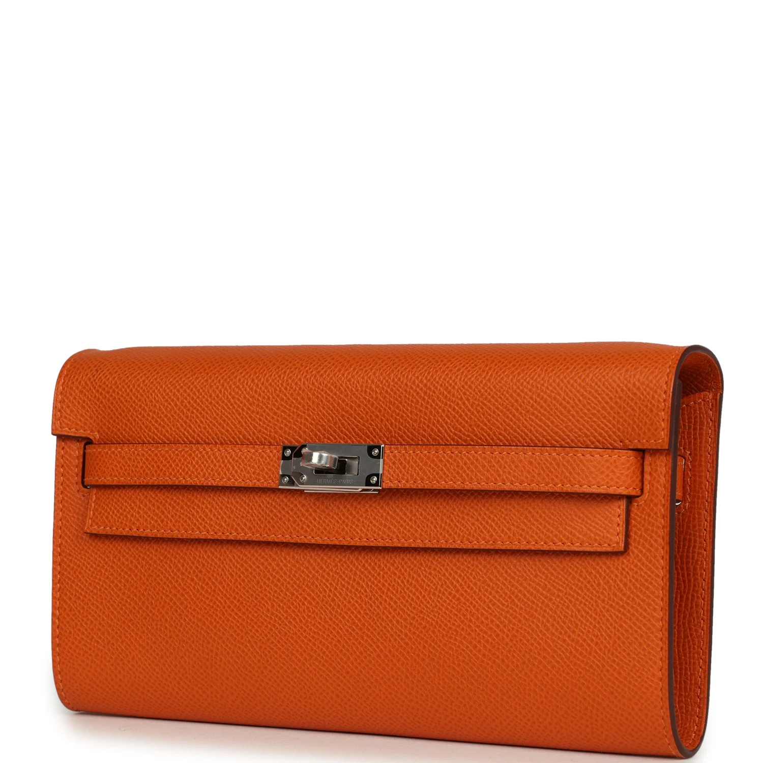 Hermes Kelly Wallet To Go Orange Epsom Palladium Hardware