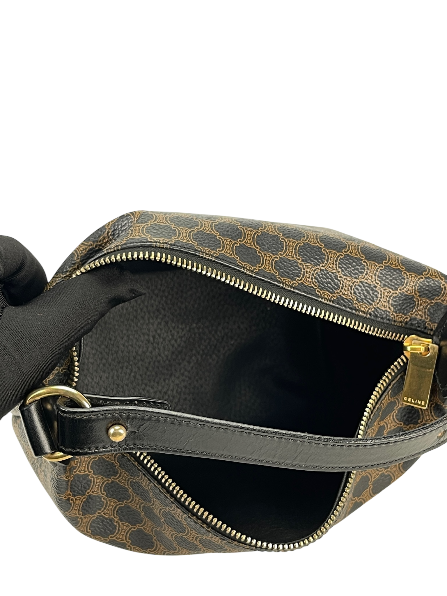 CELINE - Black Brown Macadam Pochette Hobo Bag