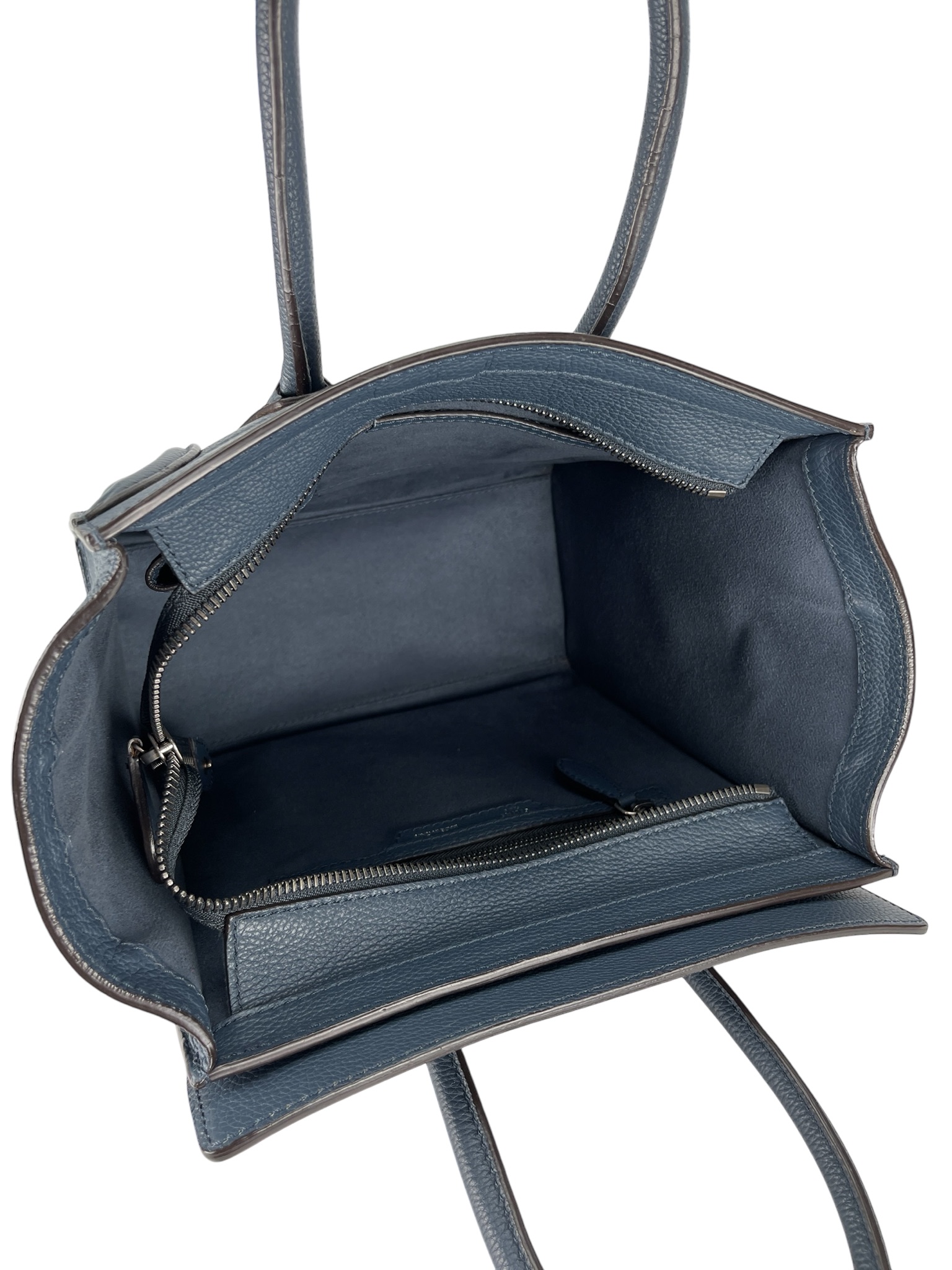 CELINE - Micro Luggage handbag in Drummed Calfskin Blue