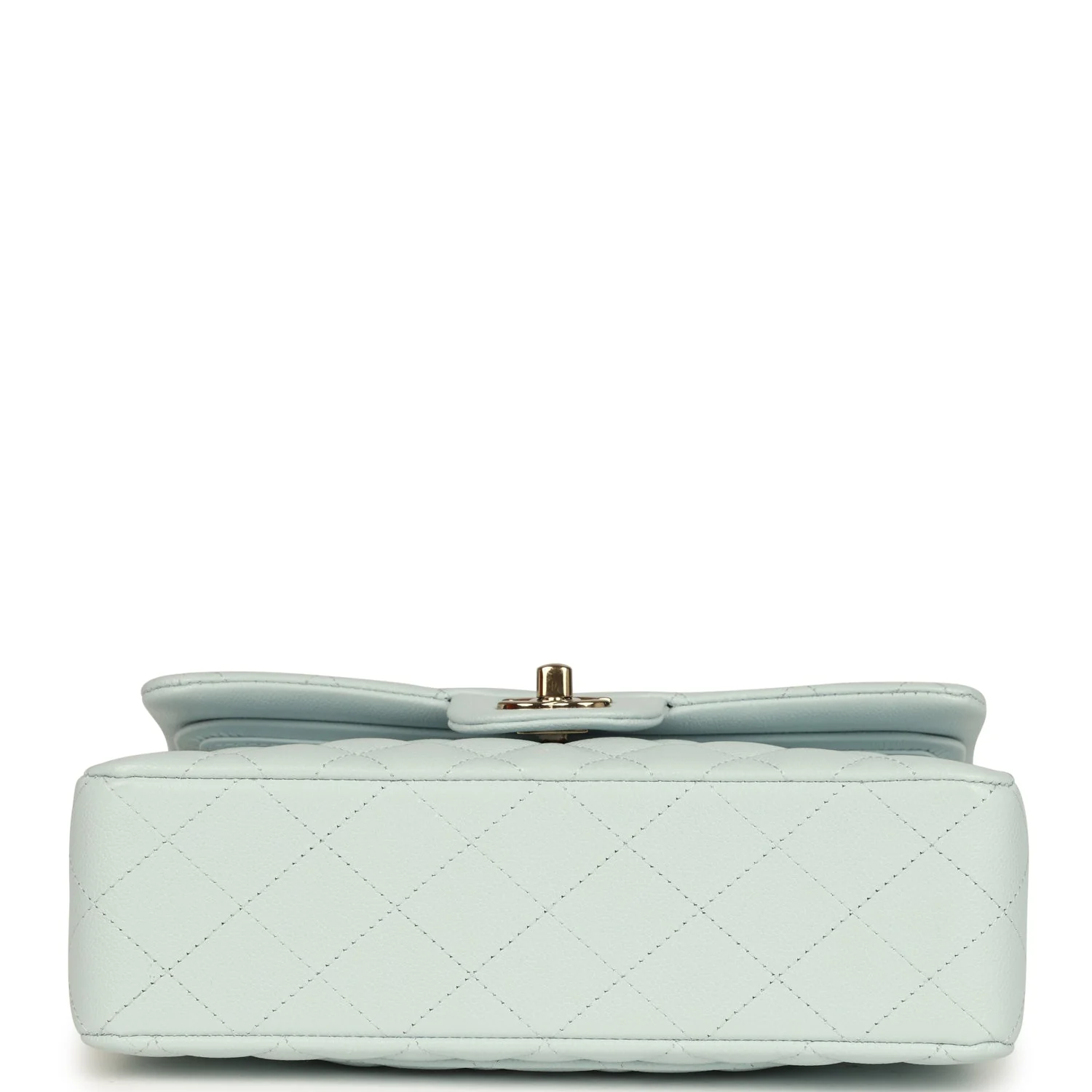 Chanel Small Classic Double Flap Bag Light Blue Shiny Caviar Light Gold Hardware