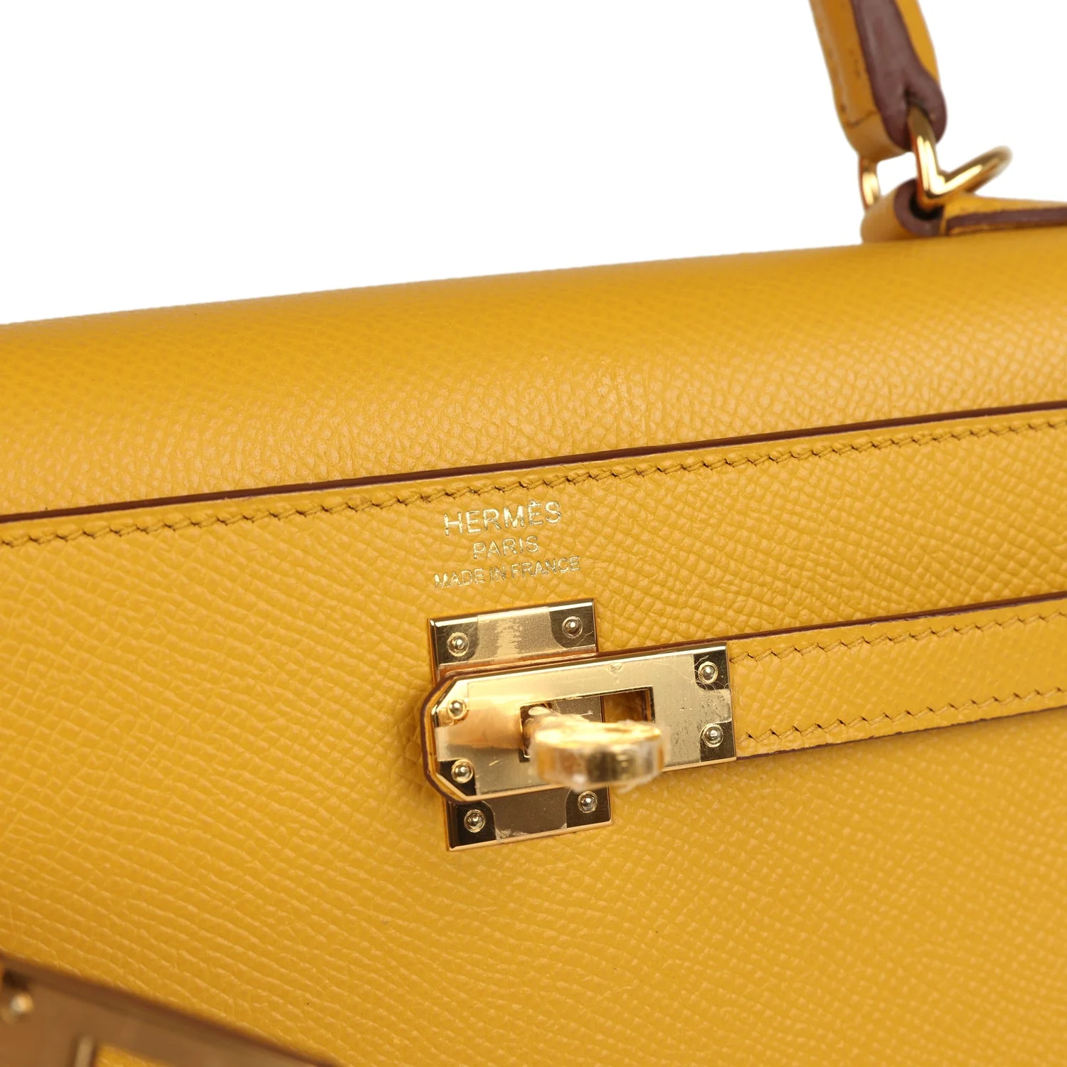 Pre-owned Hermes Kelly Sellier 25 Jaune Ambre Epsom Gold Hardware