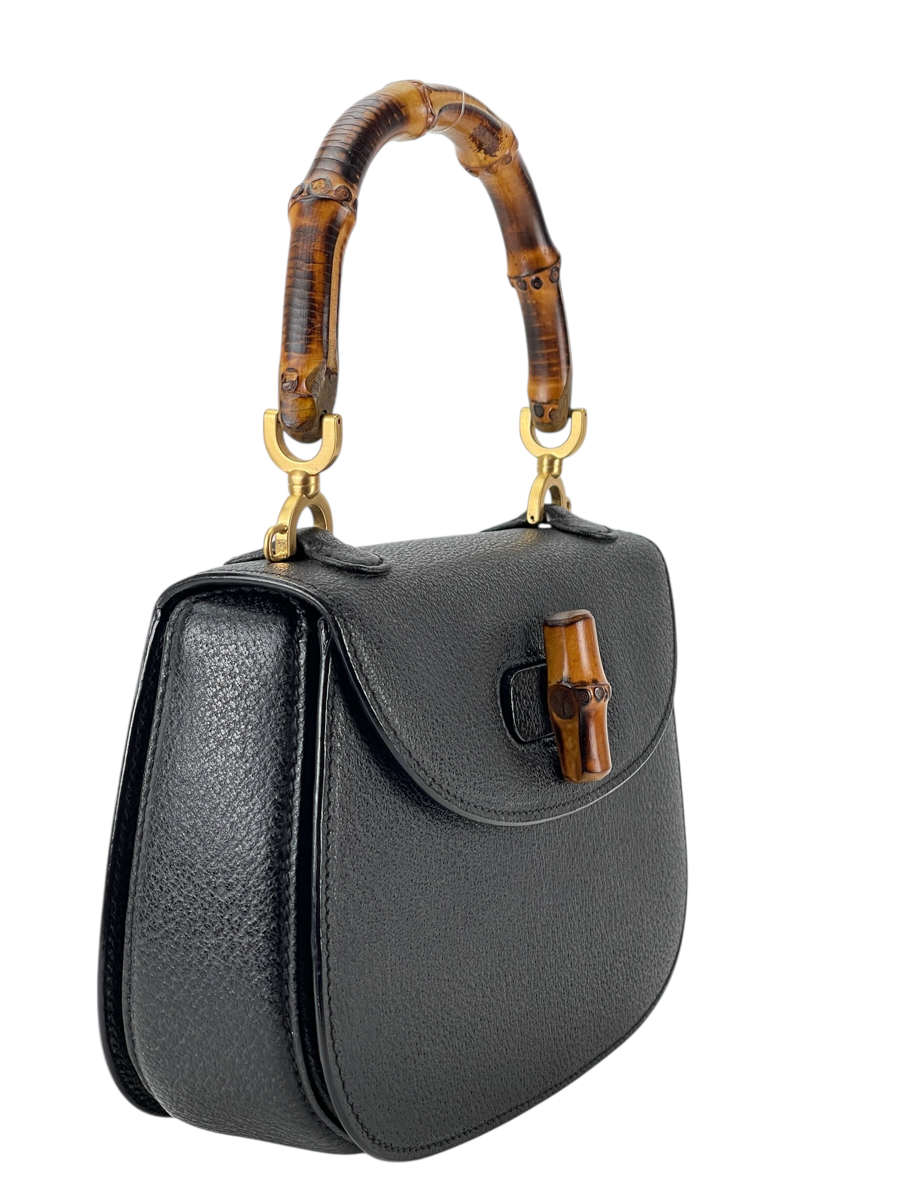 GUCCI - 2way Small Leather Bamboo Handbag