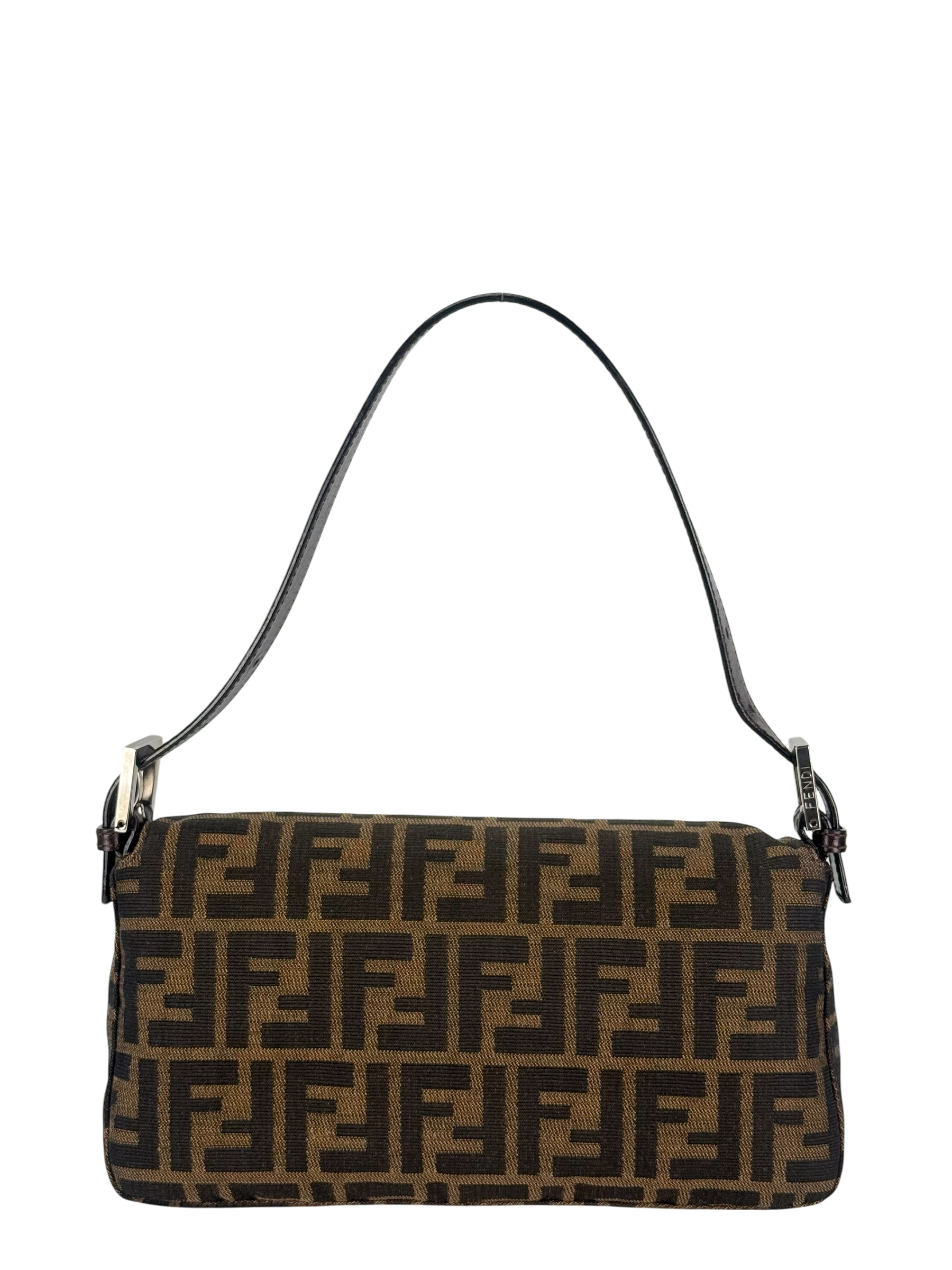 FENDI - Brown Zucca Baguette Handbag Silver Hardware