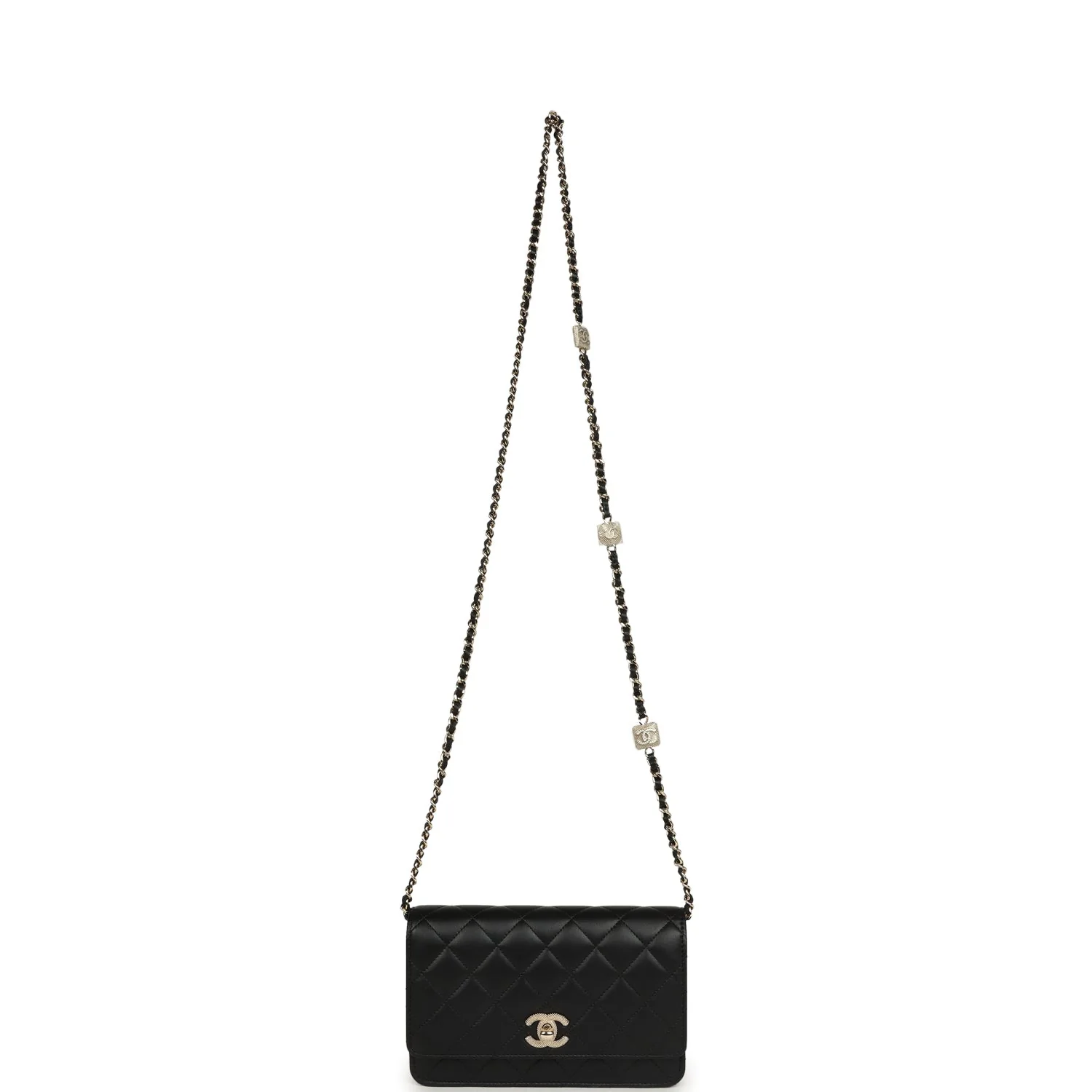 Chanel Wallet On Chain WOC Black Lambskin Light Gold Hardware