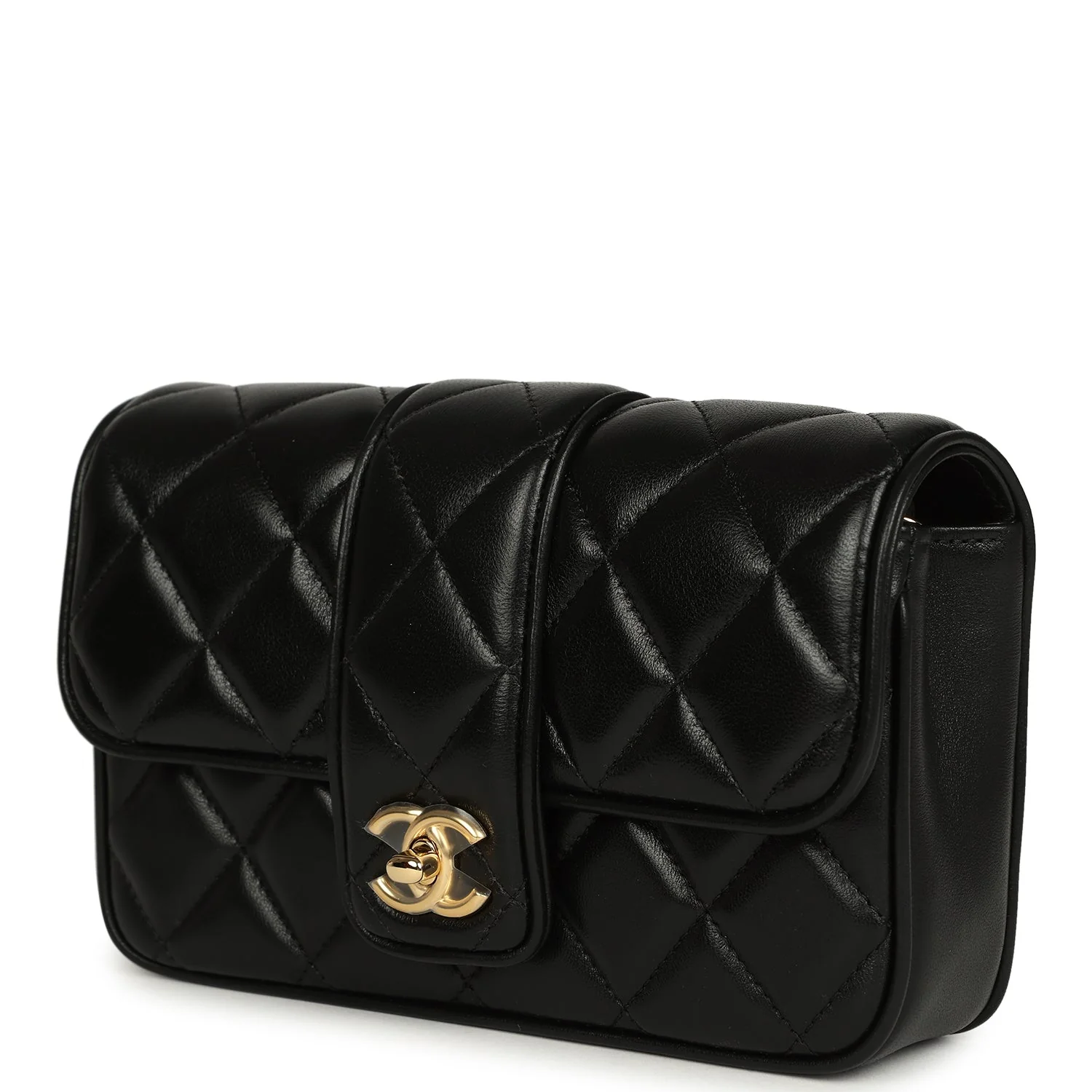 Chanel Mini Tab Flap Bag Black Lambskin Gold Hardware