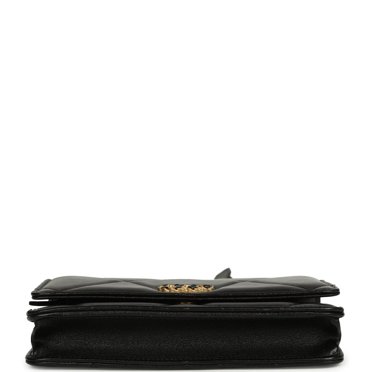 Chanel 19 Wallet On Chain Black Shiny Lambskin Mixed Metal Hardware