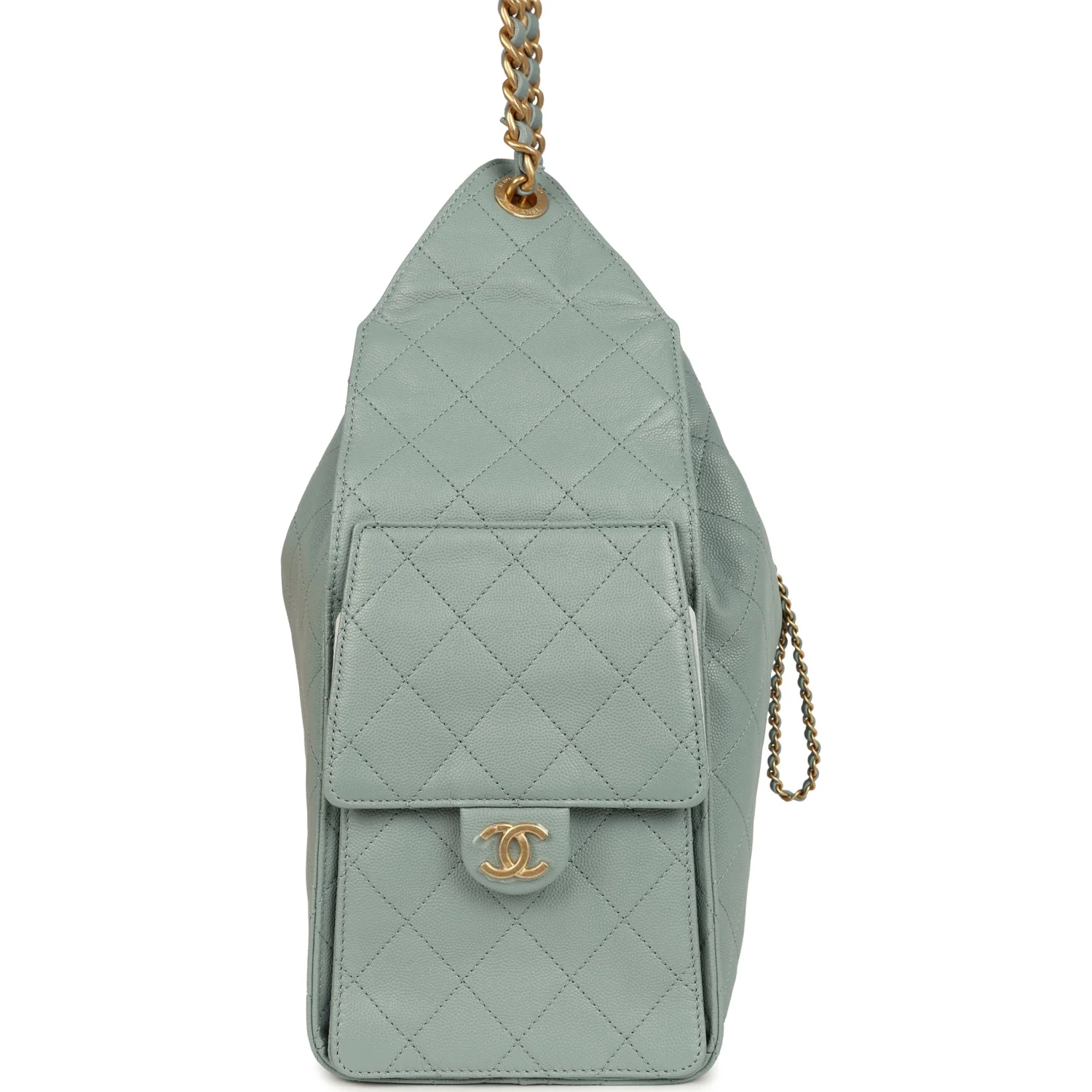 Chanel Medium 25 Hobo Bag Green Caviar Antique Gold Hardware