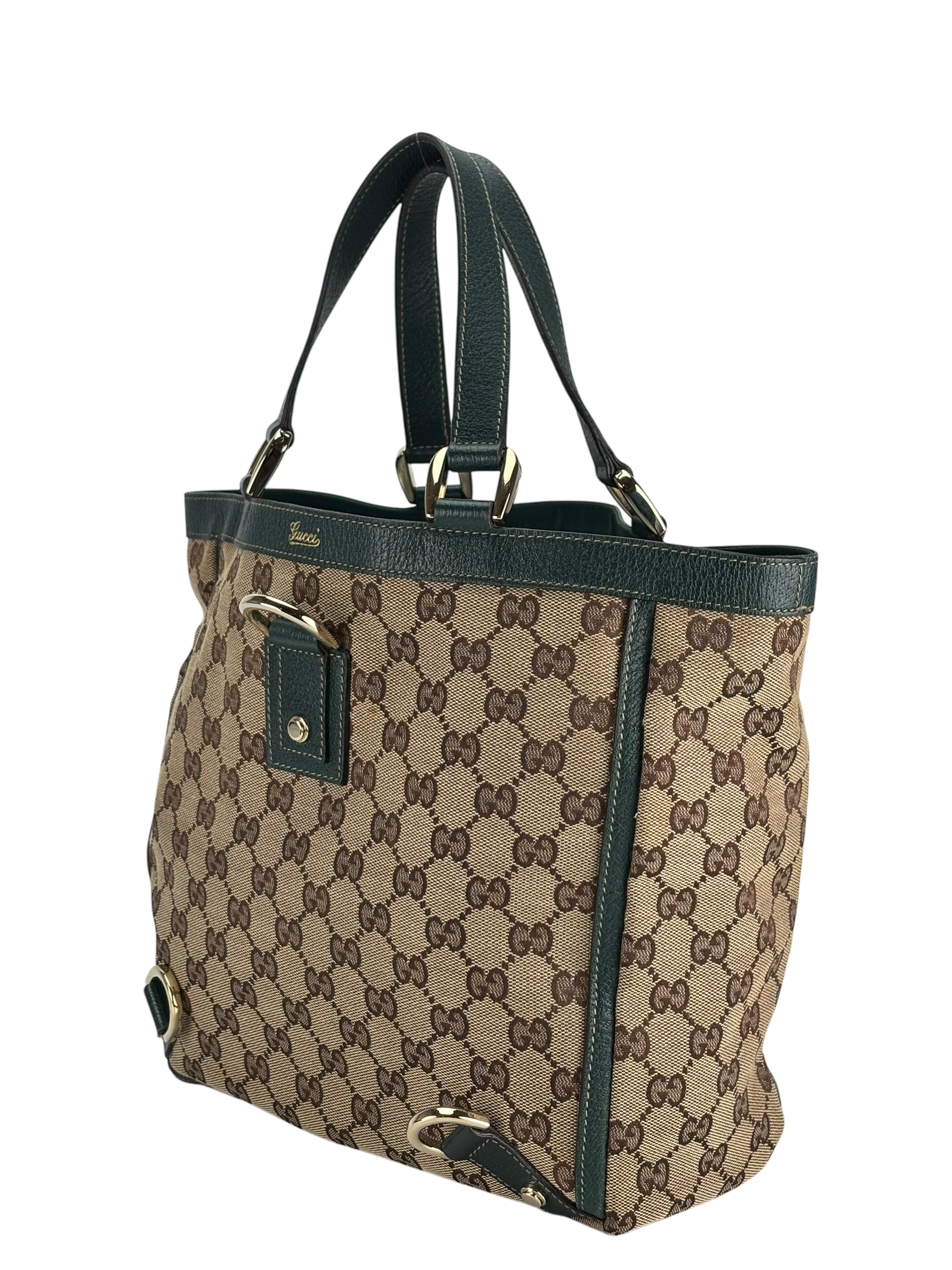 GUCCI - Green GG Canvas Small Abbey Tote Handbag