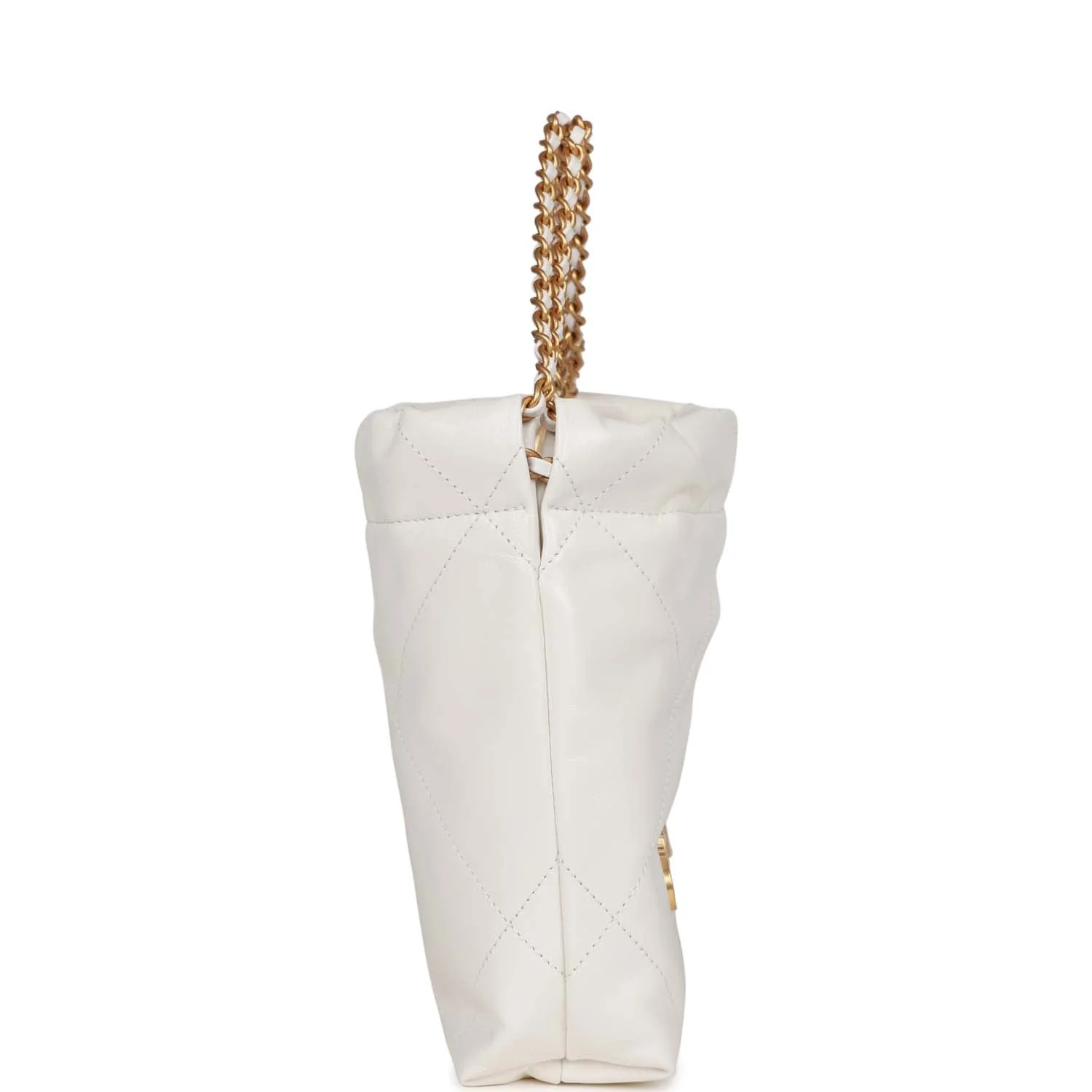 Chanel Mini 22 Bag White Calfskin Antique Gold Hardware