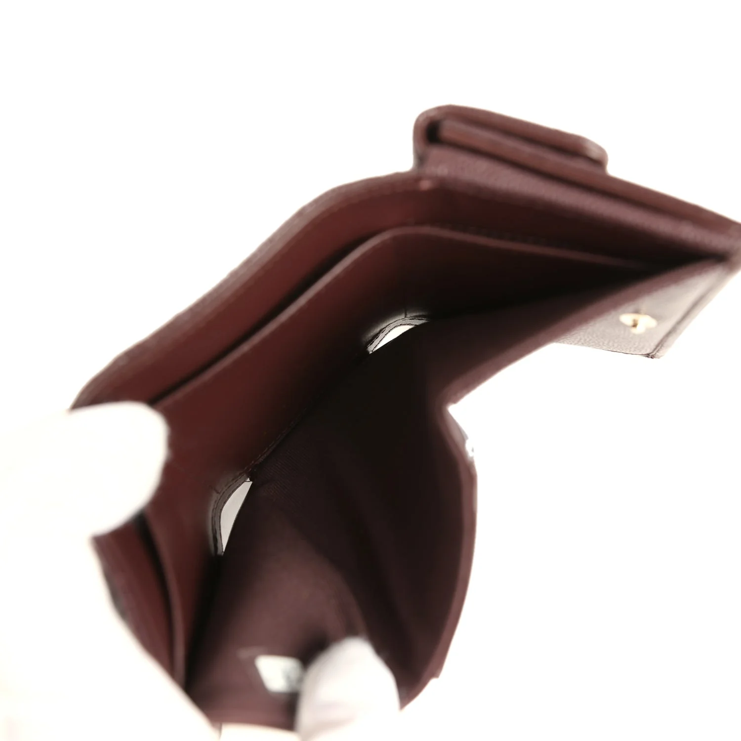 Chanel Small Classic Flap Wallet Dark Brown Shiny Caviar Light Gold Hardware