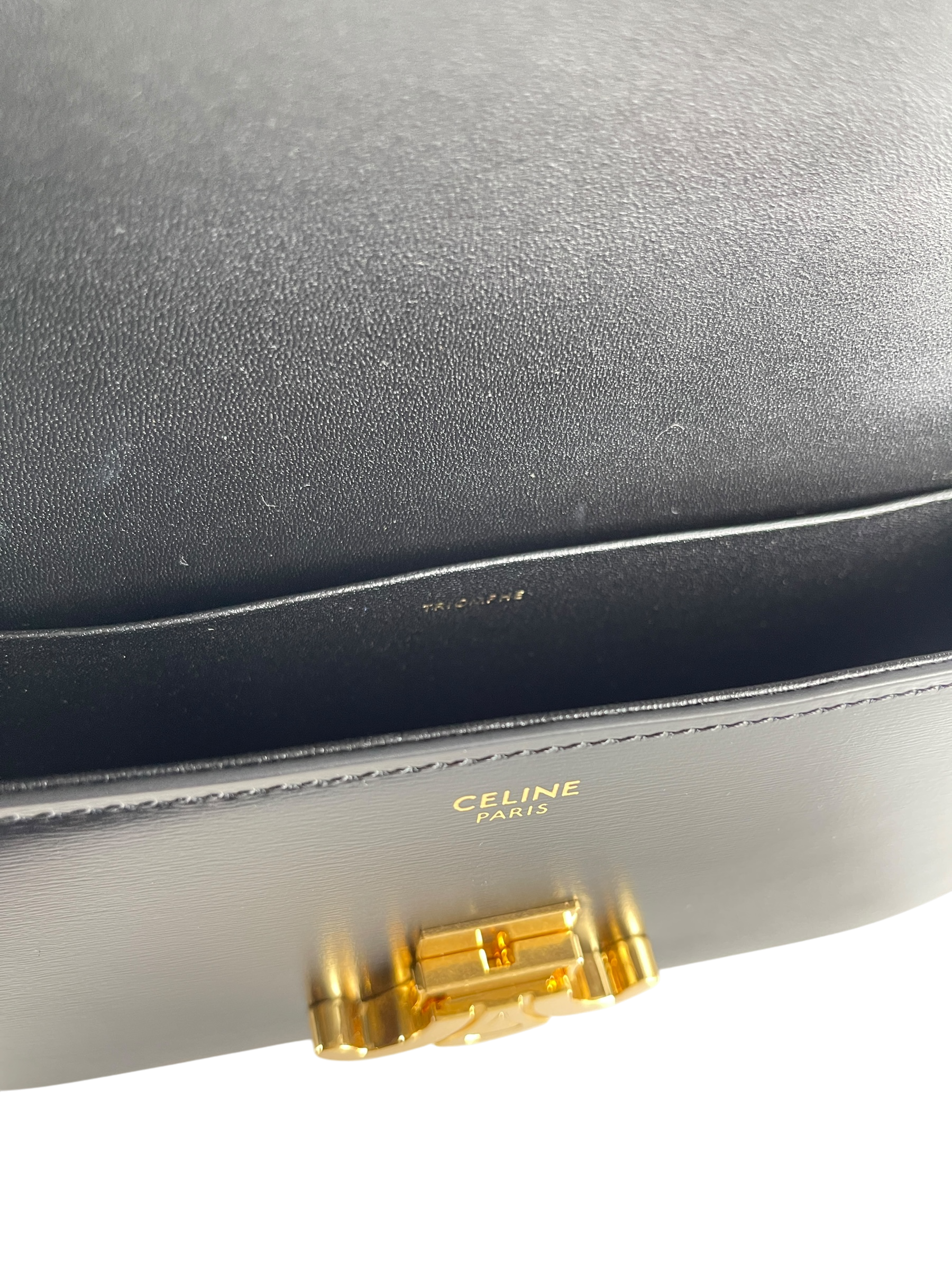 CELINE - Black Triomphe Leather Shoulder Bag