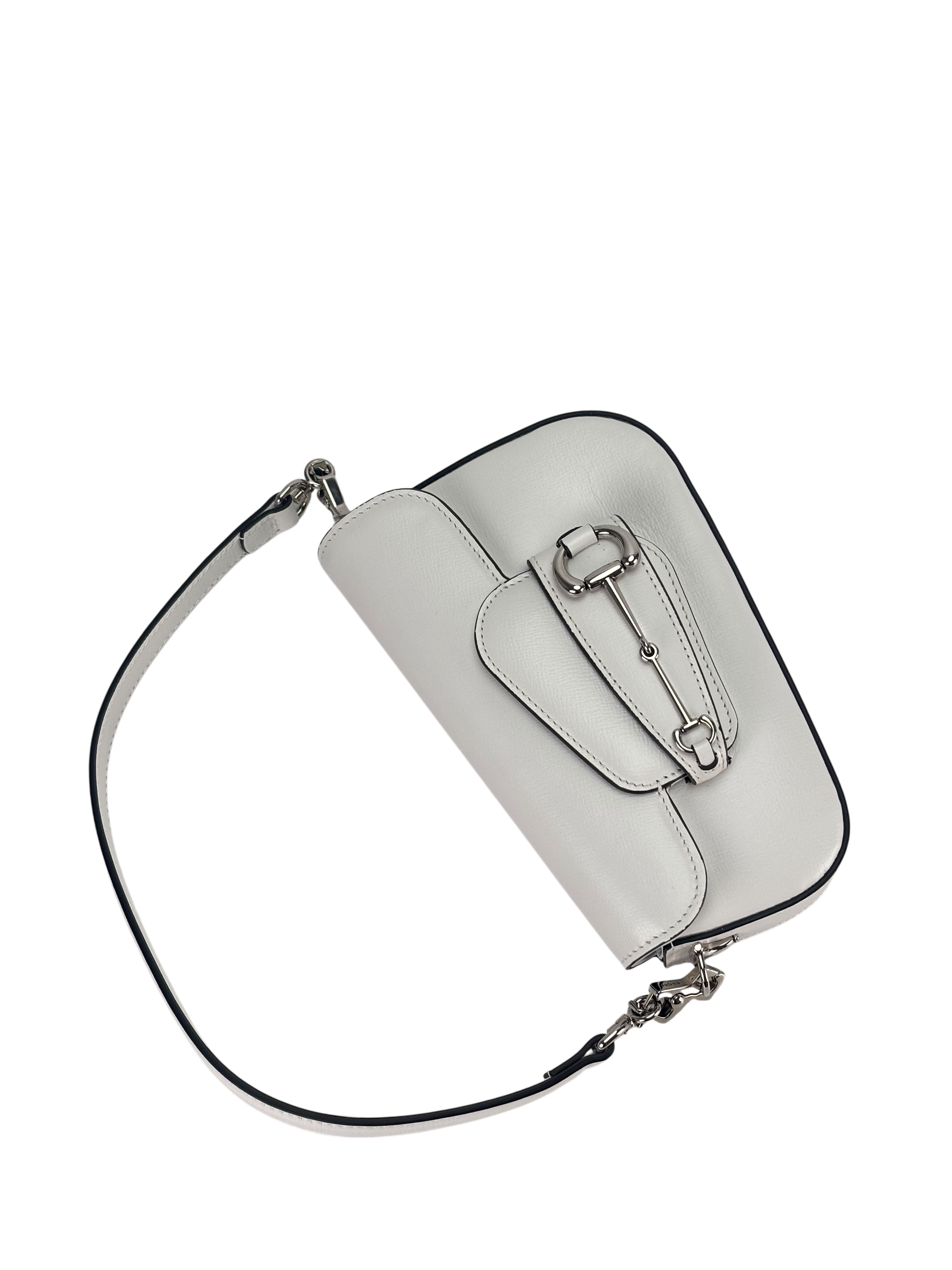 GUCCI - White Horsebit Leather 2-Way Shoulder Bag