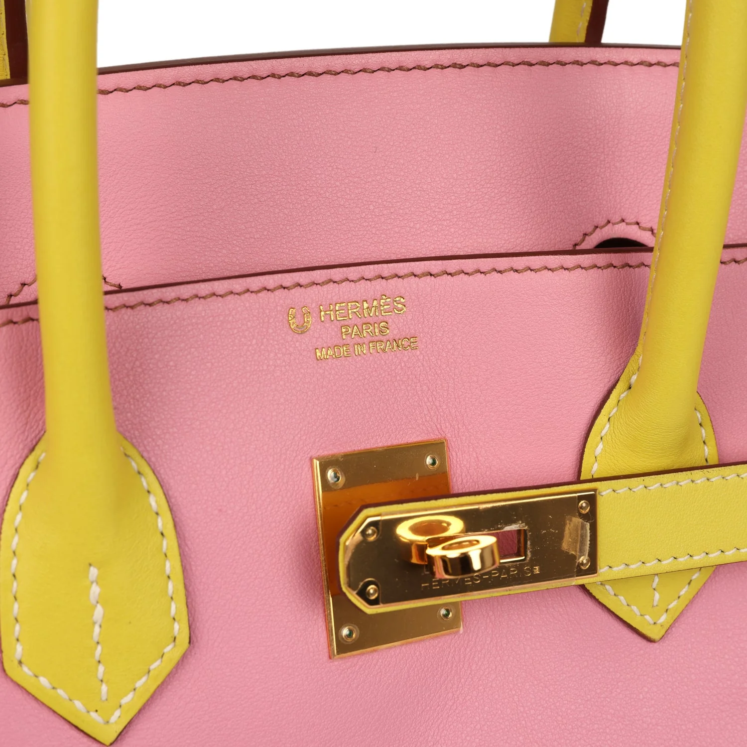 Pre-owned Hermes Special Order (HSS) Birkin 35 5P Bubblegum and Lime Swift Gold Hardware