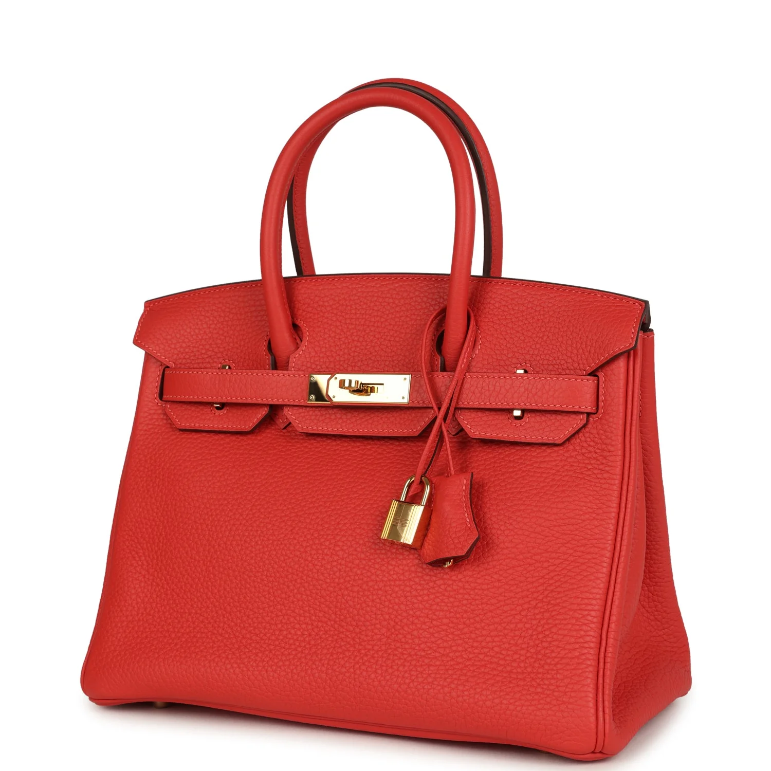 Pre-owned Hermes Birkin 30 Rouge Pivoine Clemence Gold Hardware