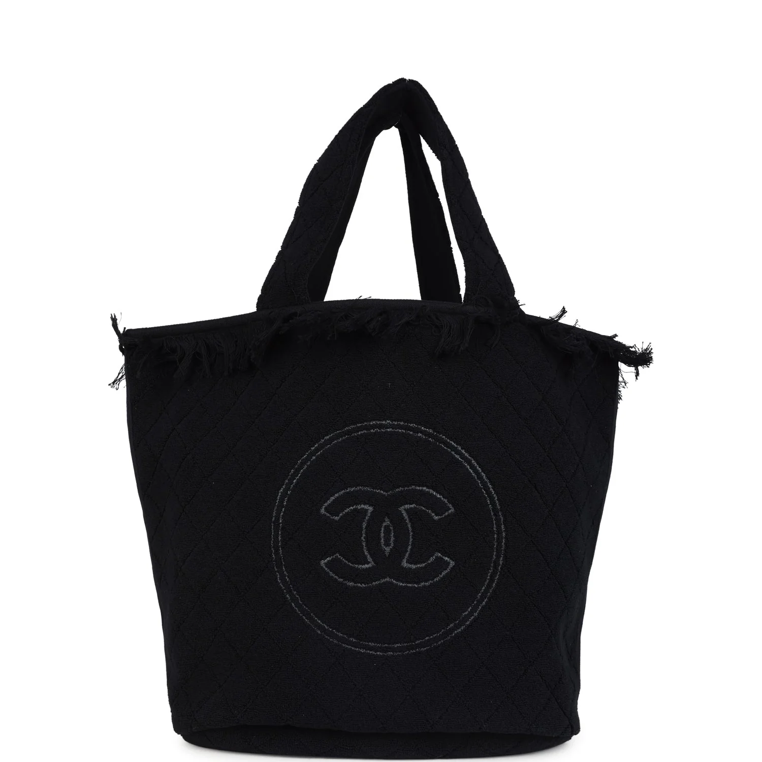 Chanel Coco Beach Tote Bag & Towel Set Black Terry Cloth
