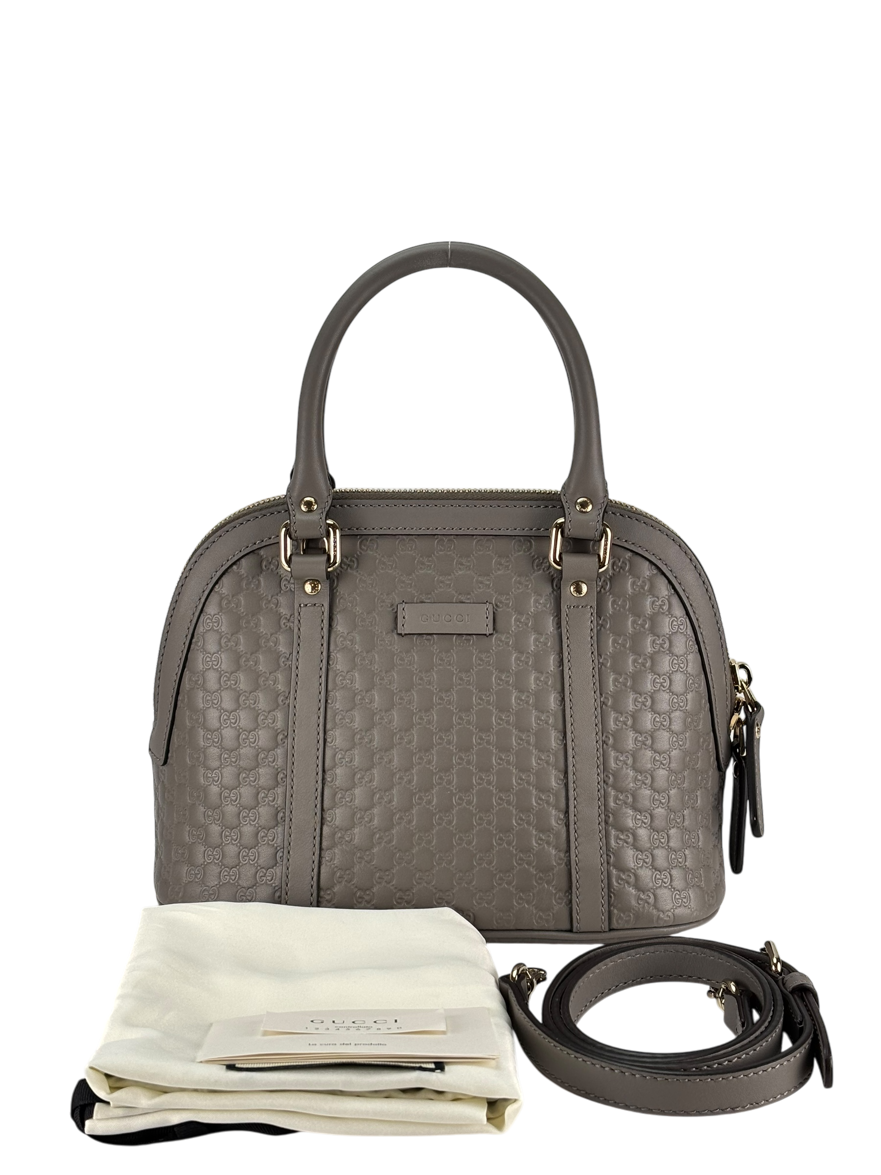 GUCCI - Grey Calfskin Mini Microguccissima Dome Bag