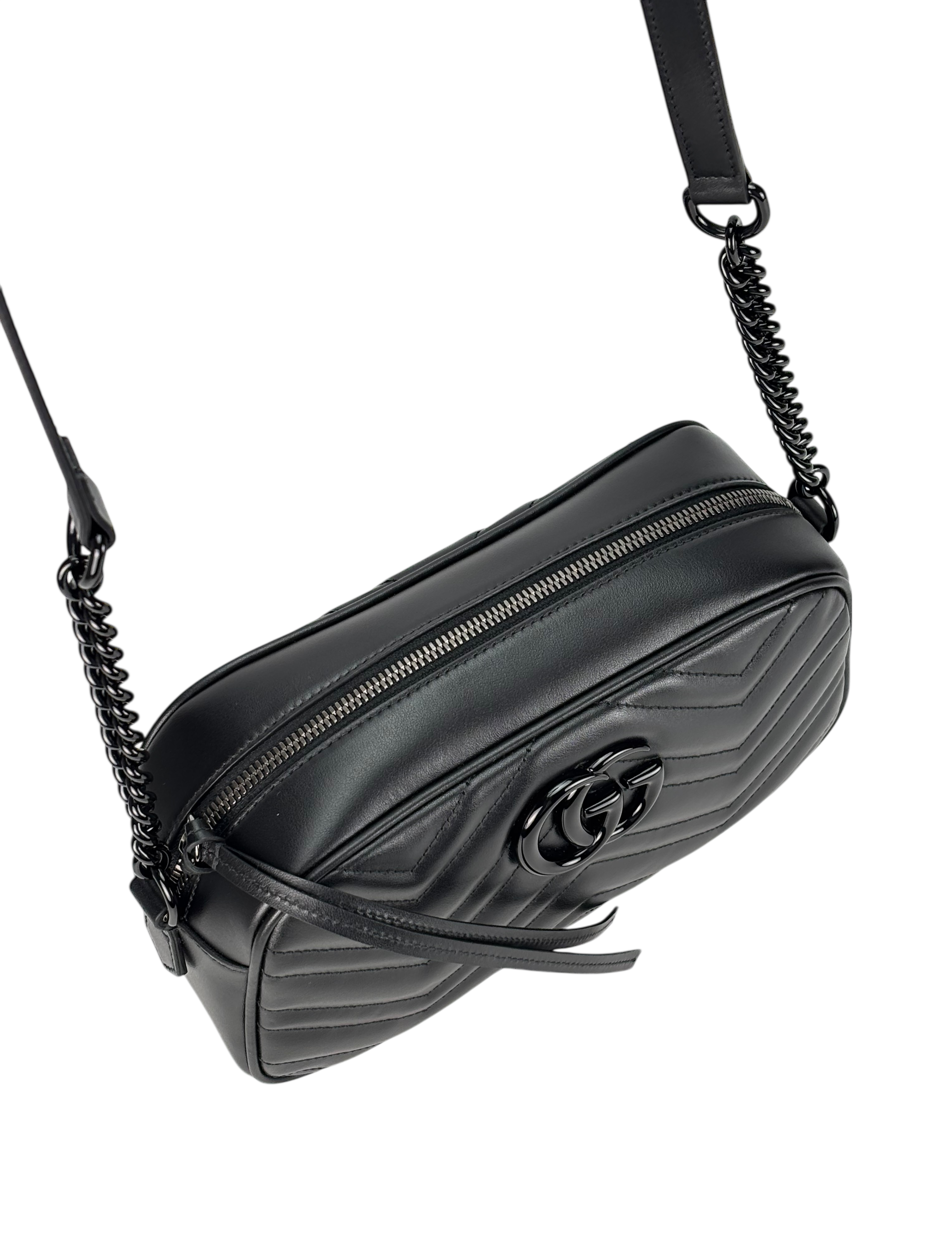 GUCCI - Black GG Marmont Camera Shoulder Bag