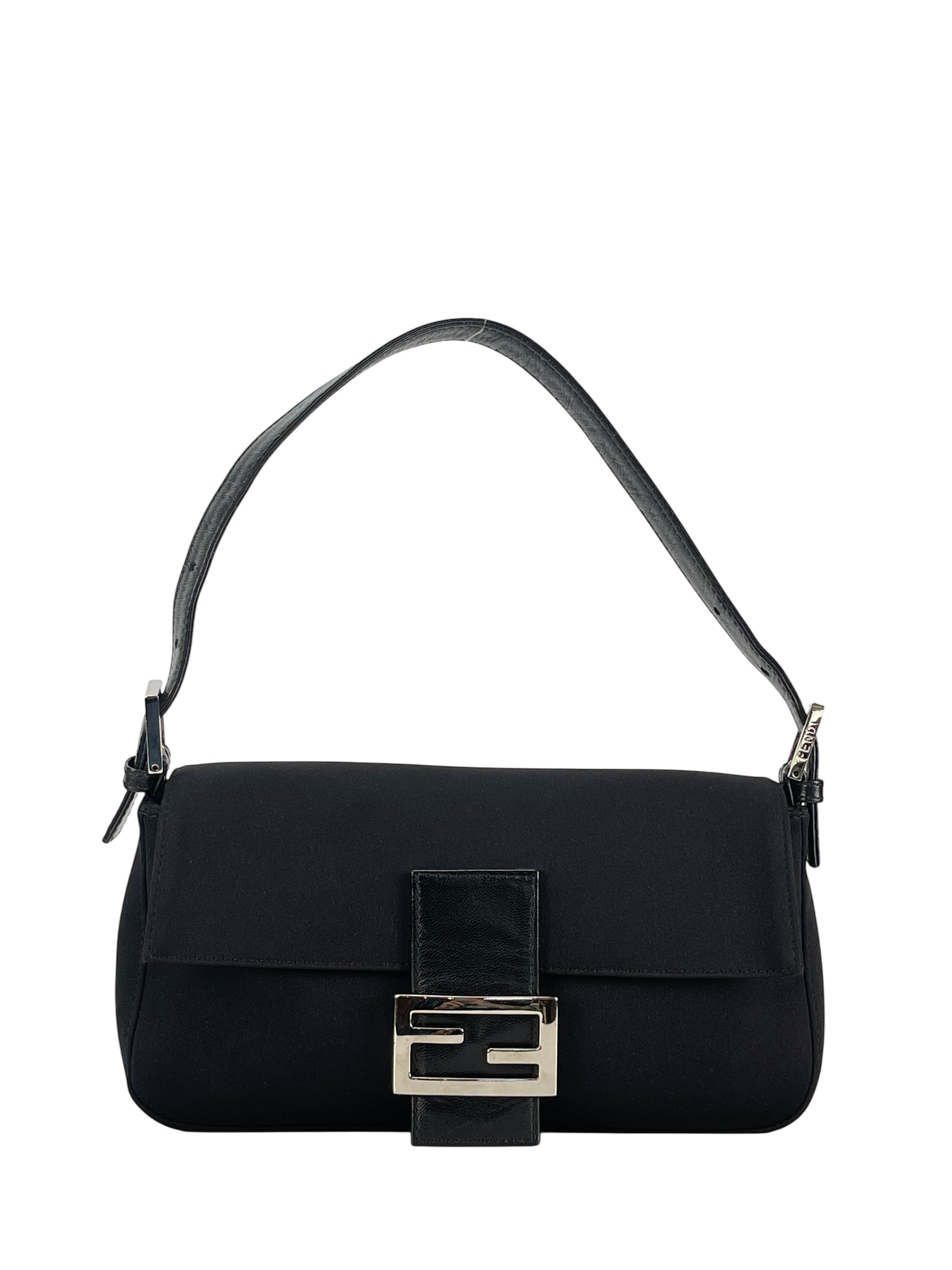 FENDI - Small Black Mamma Baguette Cotton Bag