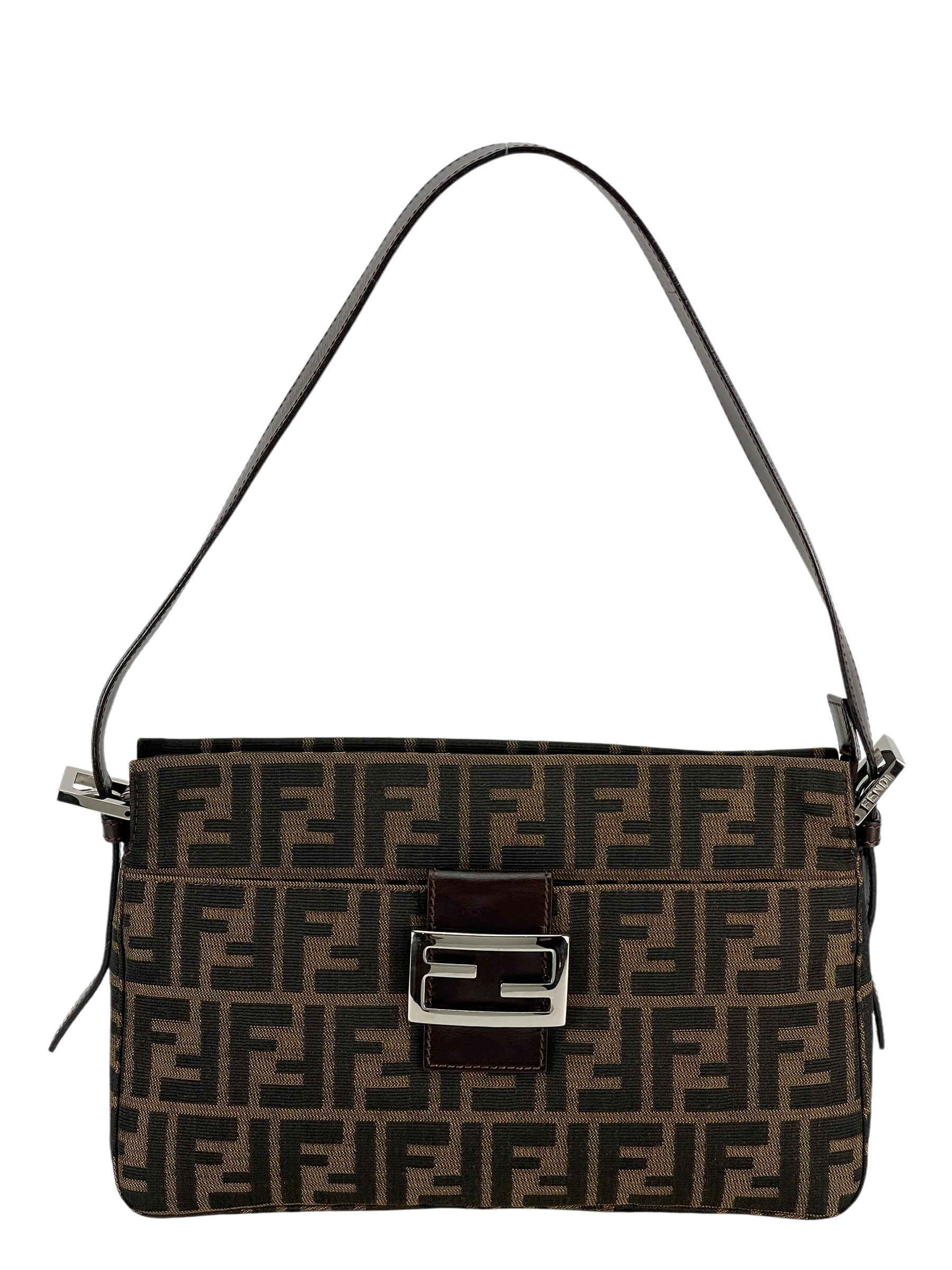 FENDI - Canvas Zucca Shoulder Bag Silver Hardware