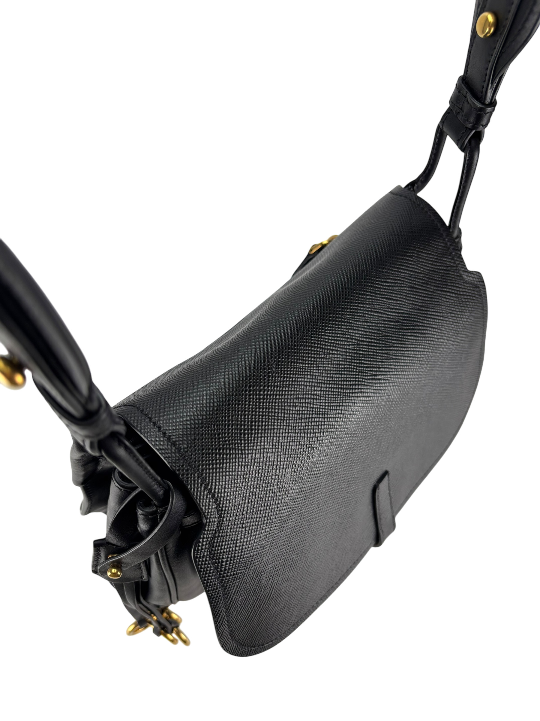 PRADA - Black Saffiano Cuir Calf Corsaire Bag